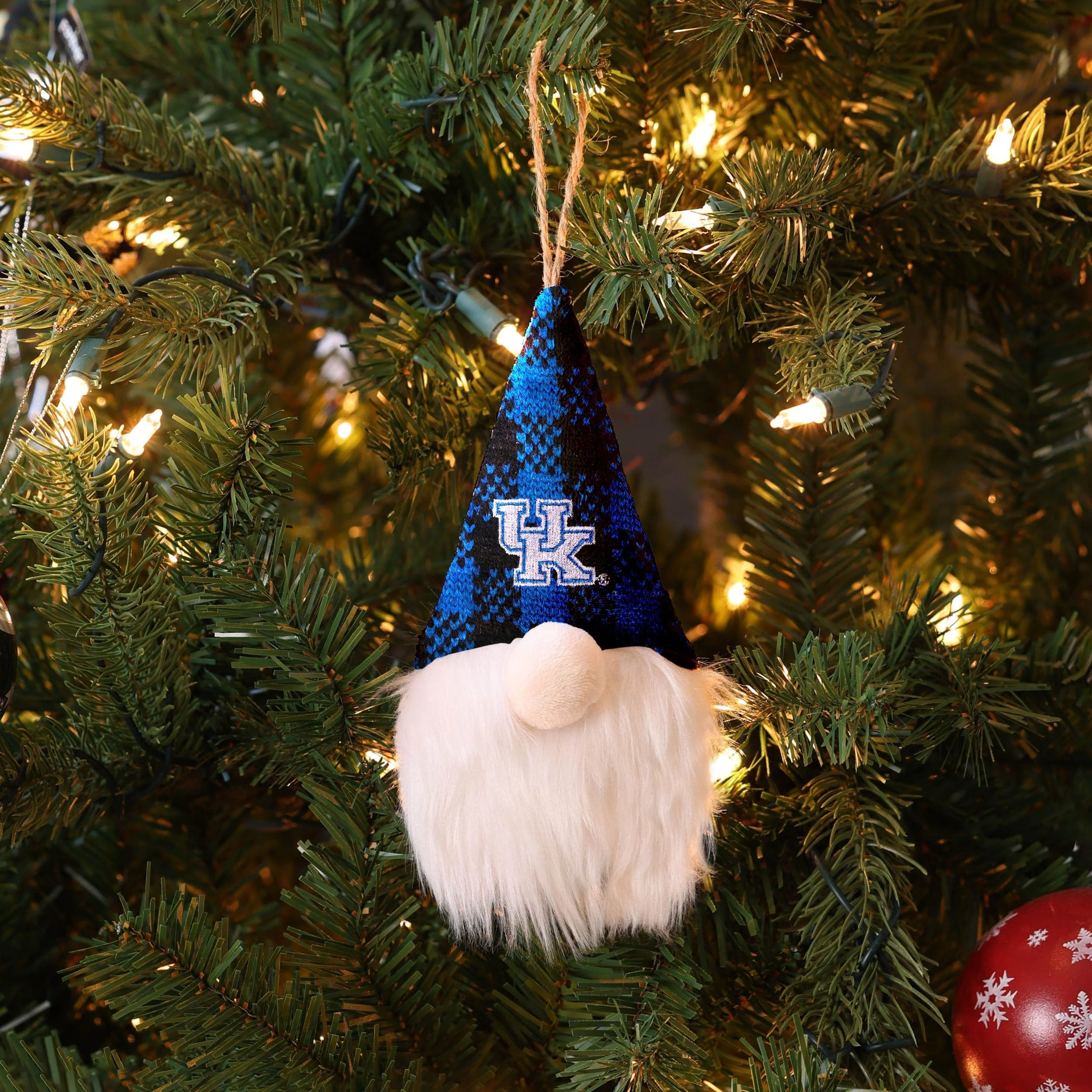 Kentucky Wildcats NCAA Plaid Hat Plush Gnome Ornament - Image 3