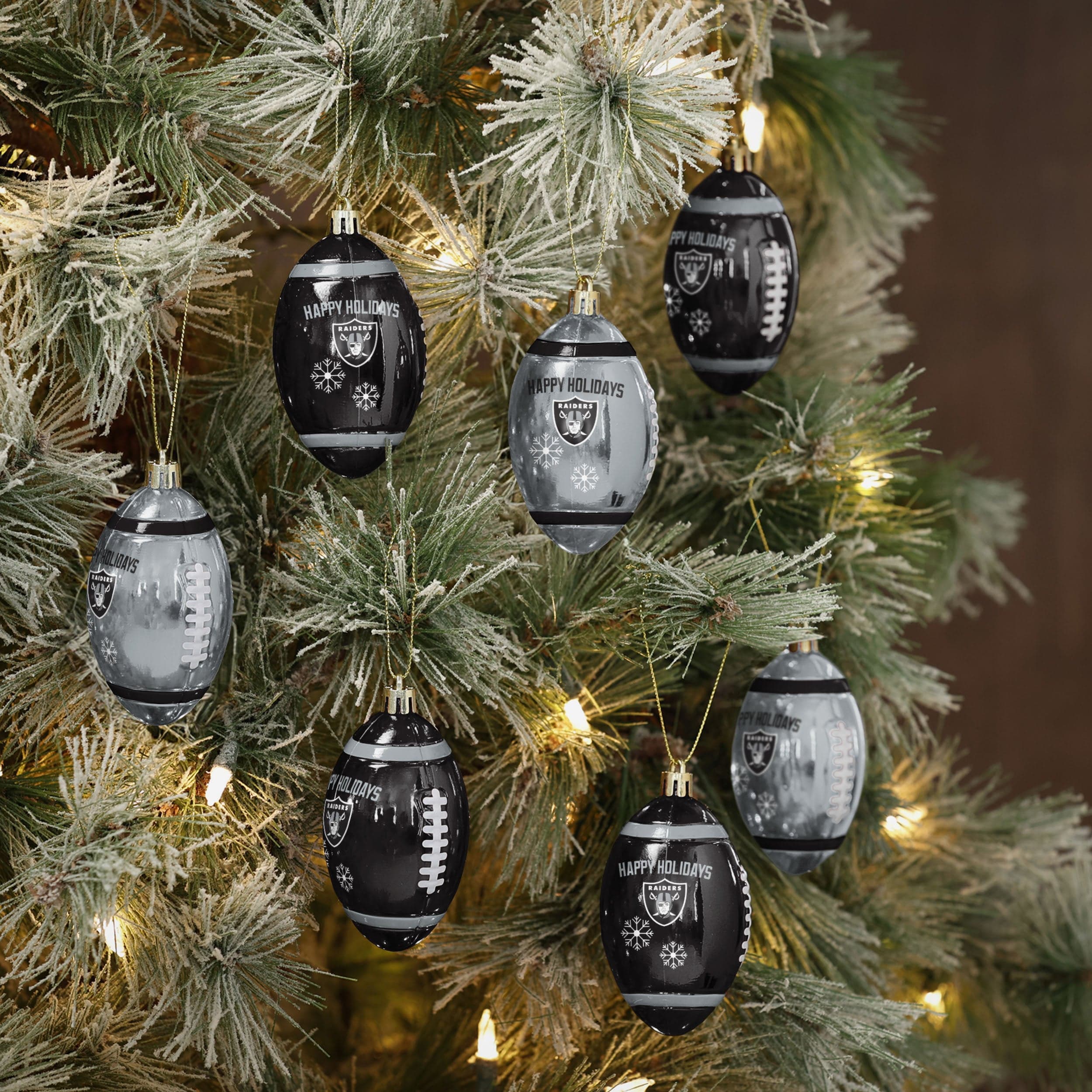 Las Vegas Raiders NFL 12 Pack Football Ornament Set - Image 2