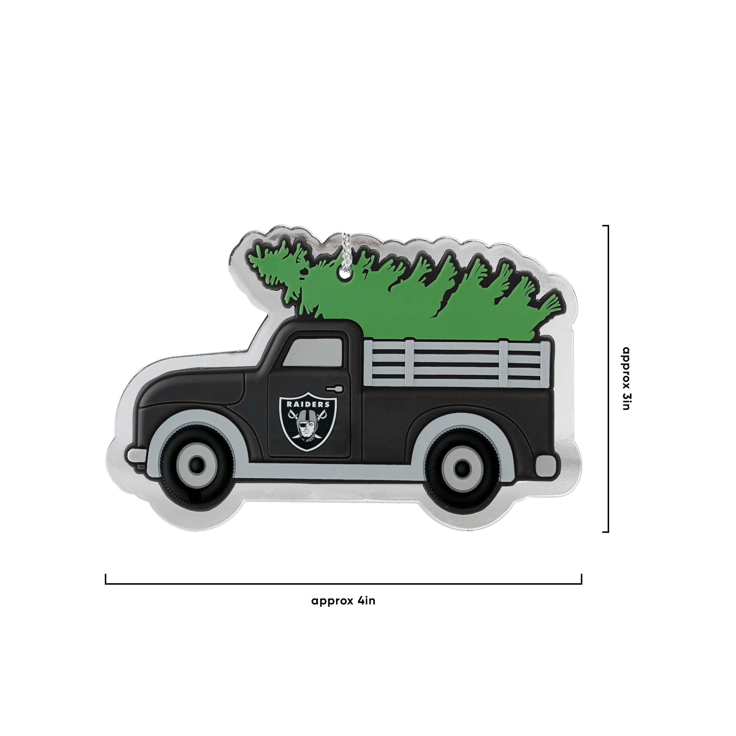 Las Vegas Raiders NFL 2 Pack Flat Metal Truck Ornaments - Image 3
