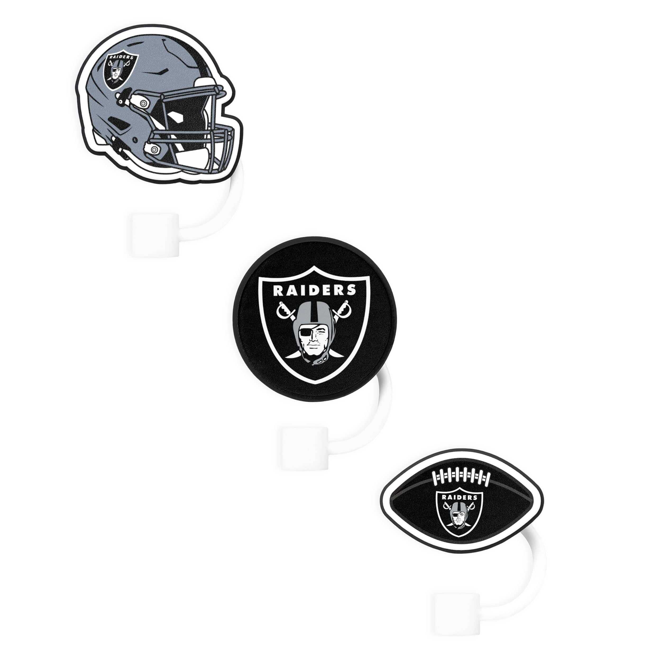 Las Vegas Raiders NFL 3 Pack Primary Logo Straw Toppers - Image 3