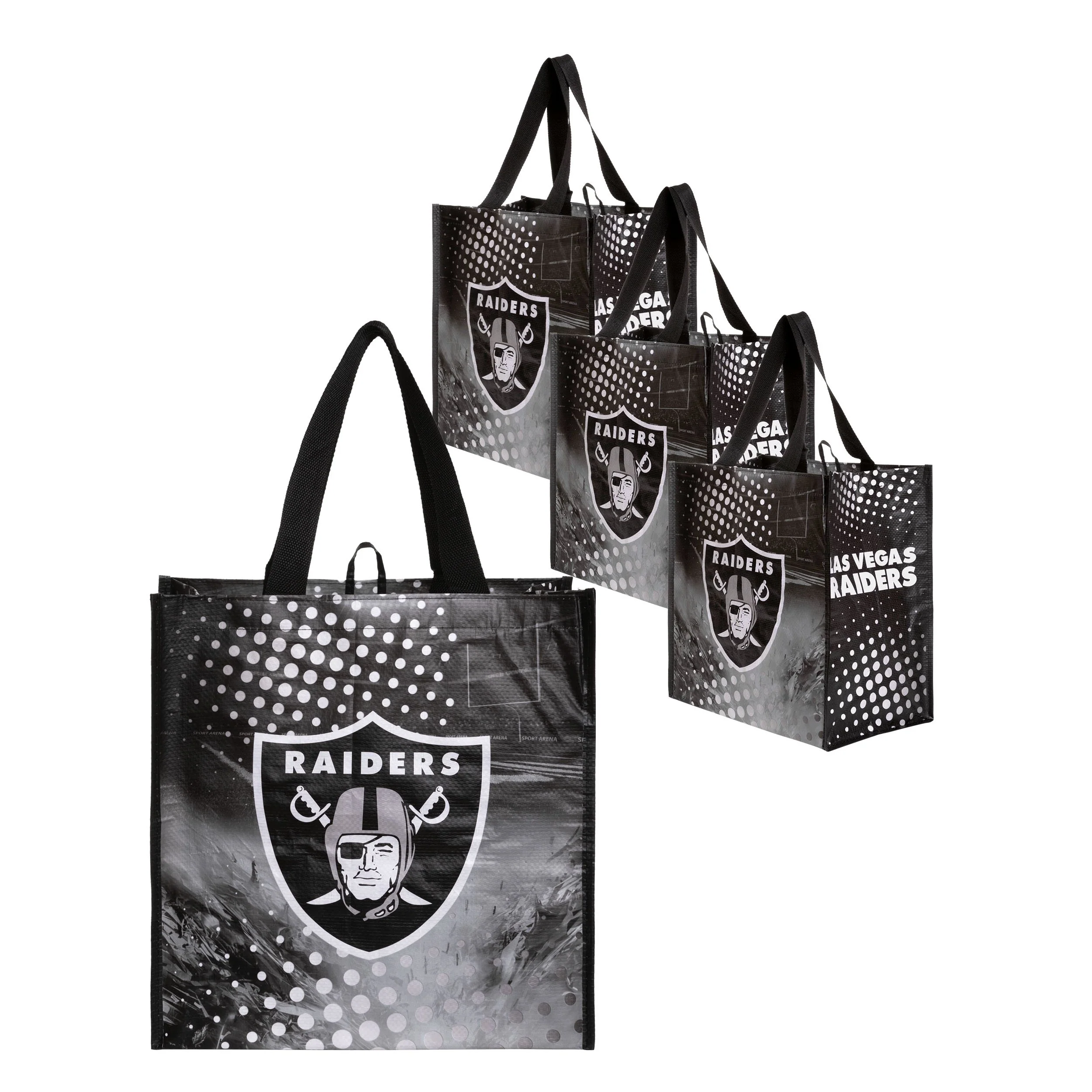 Las Vegas Raiders NFL 4 Pack Reusable Shopping Bags - Image 2