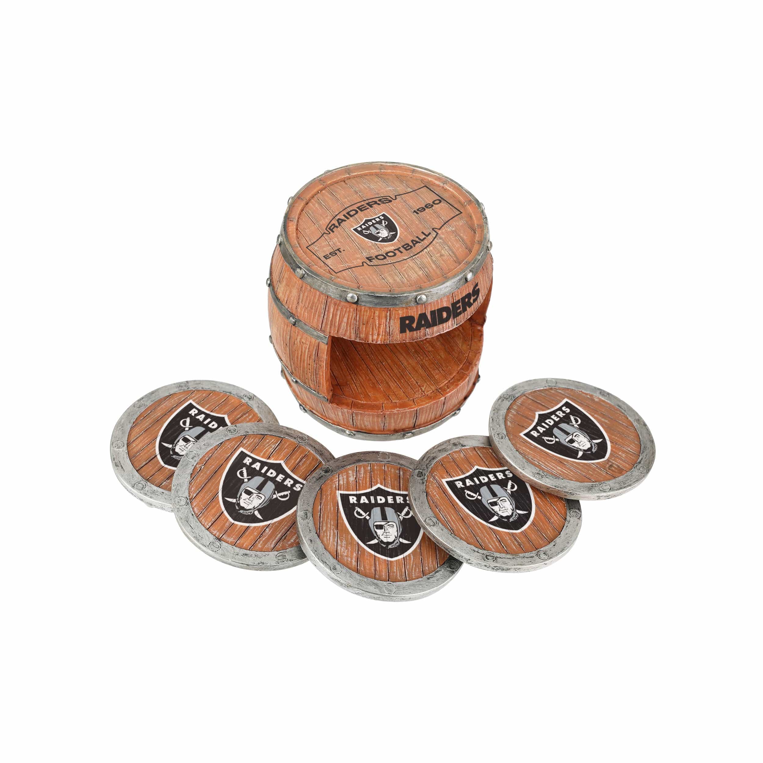 Las Vegas Raiders NFL 5 Pack Barrel Coaster Set - Image 5