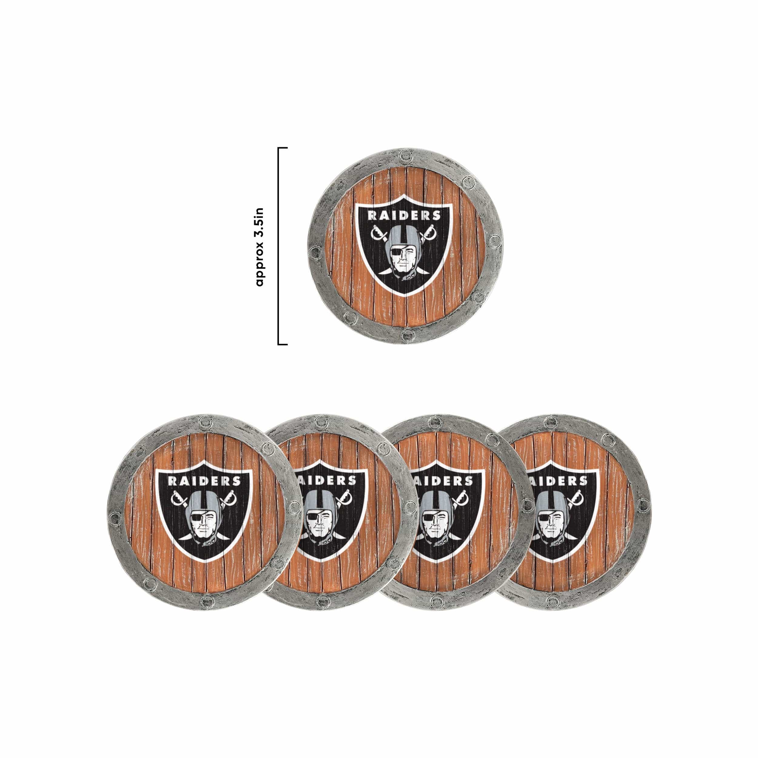 Las Vegas Raiders NFL 5 Pack Barrel Coaster Set - Image 7
