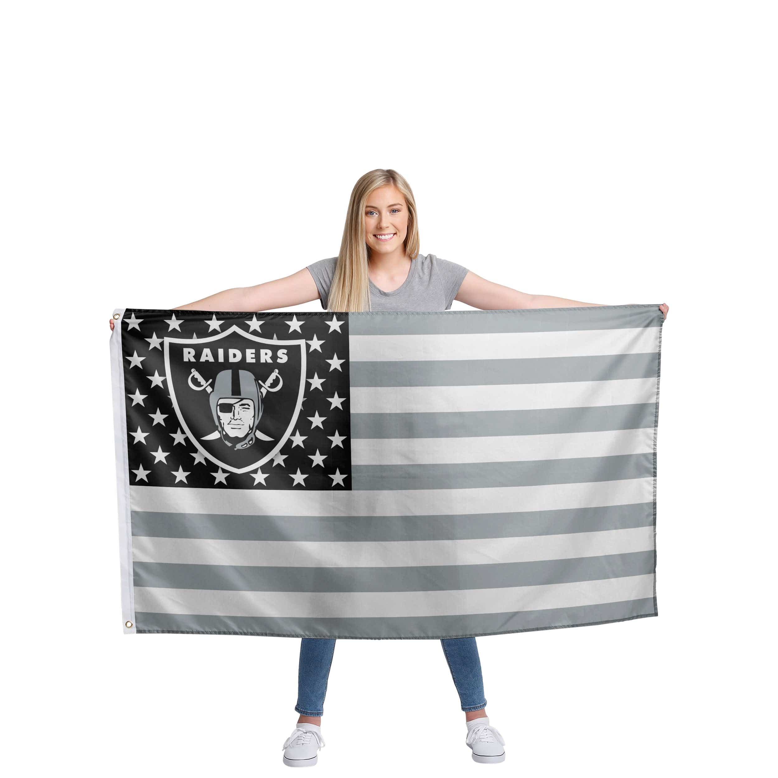 Las Vegas Raiders NFL American Stars Horizontal Flag - Image 2