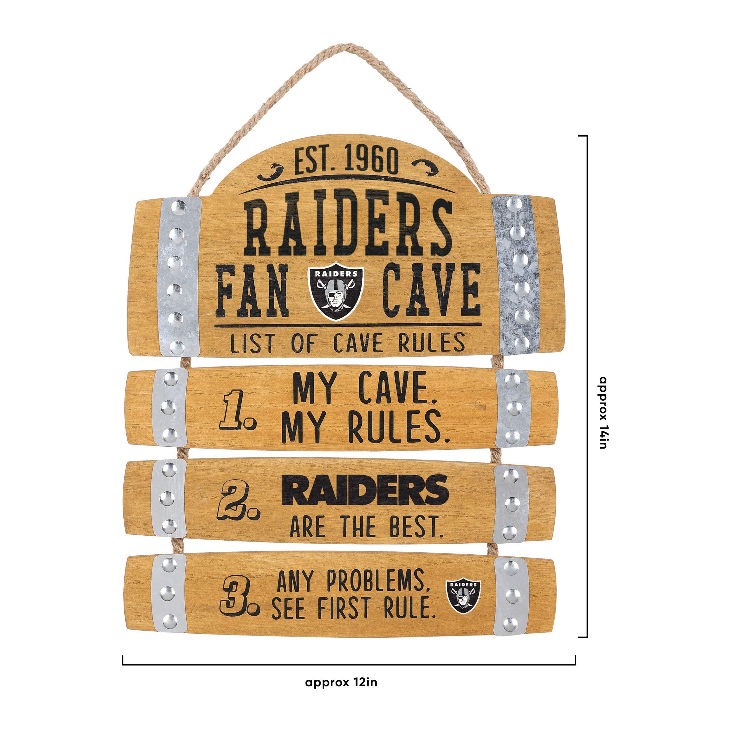 Las Vegas Raiders NFL Barrel Slat Mancave Sign - Image 3