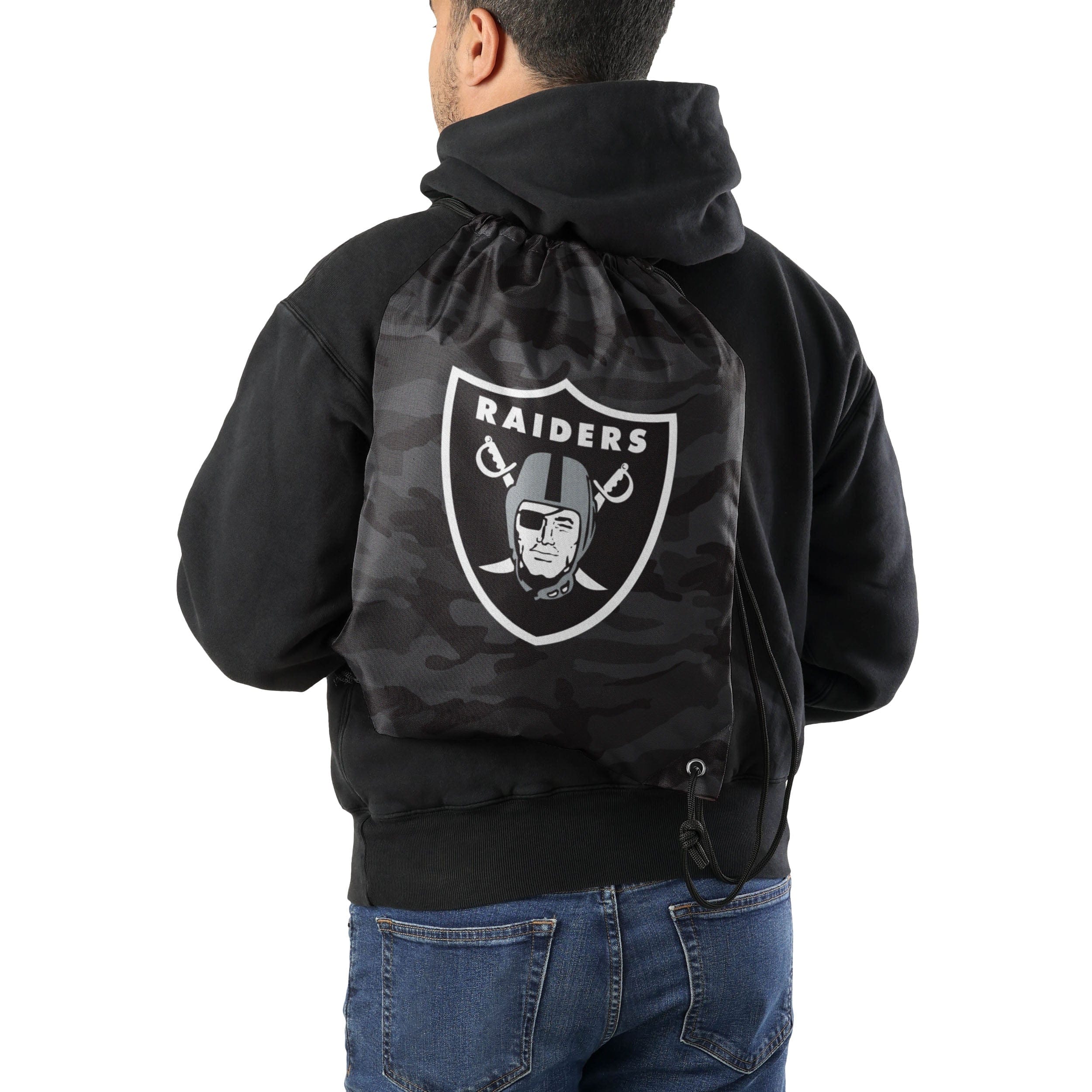 Las Vegas Raiders NFL Big Logo Camo Drawstring Backpack - Image 2