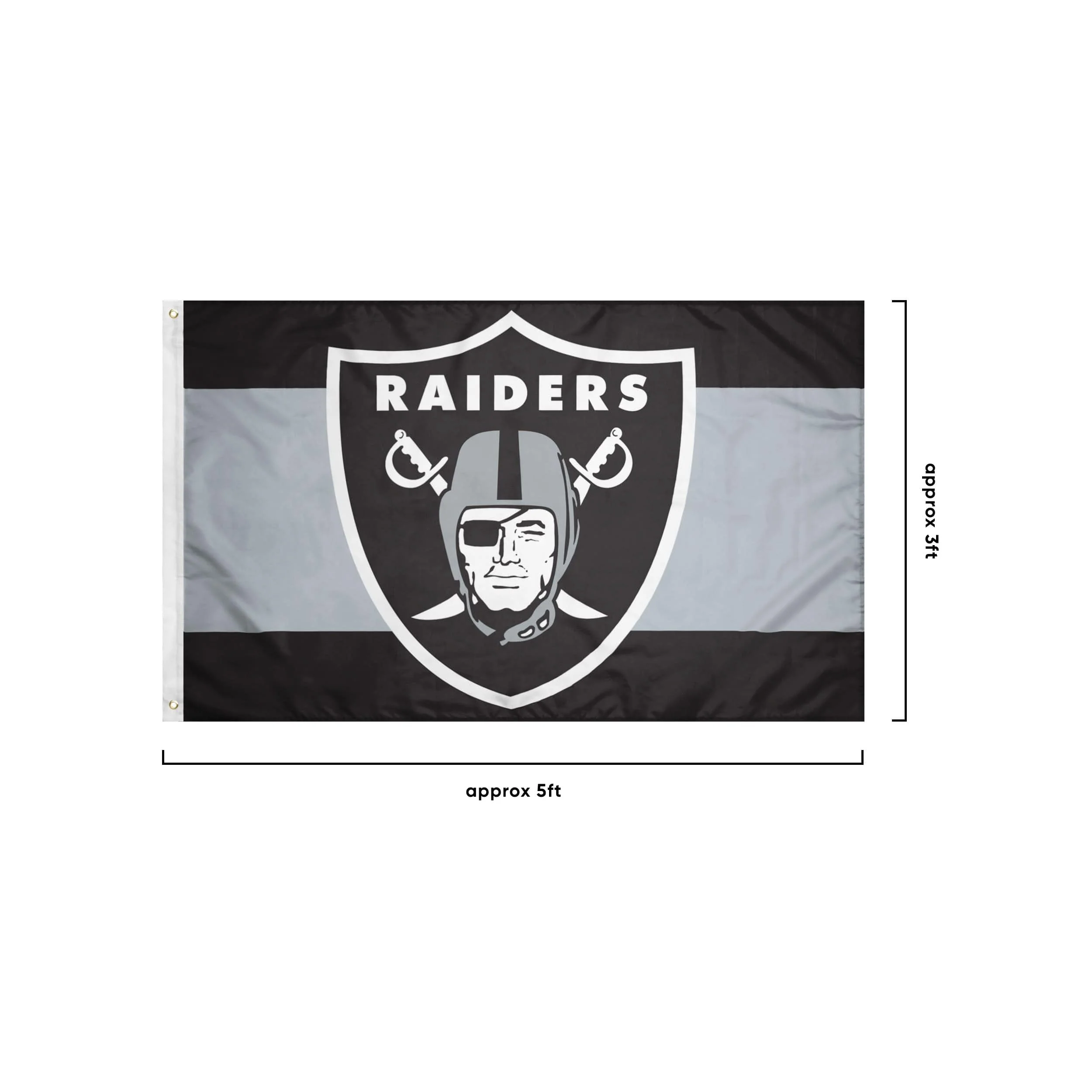 Las Vegas Raiders NFL Big Logo Team Stripe Horizontal Flag - Image 3