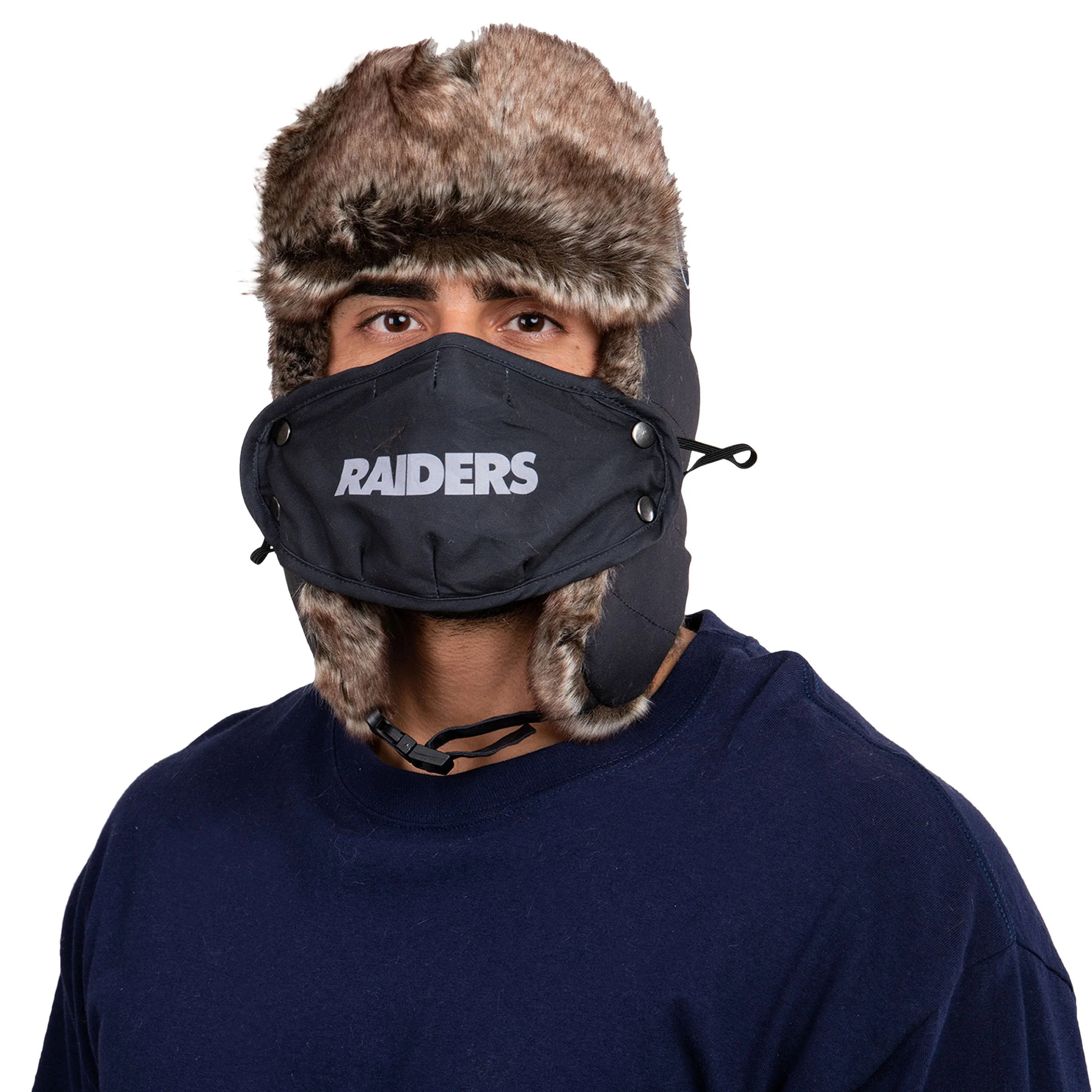 Las Vegas Raiders NFL Big Logo Trapper Hat With Face Cover - Image 2