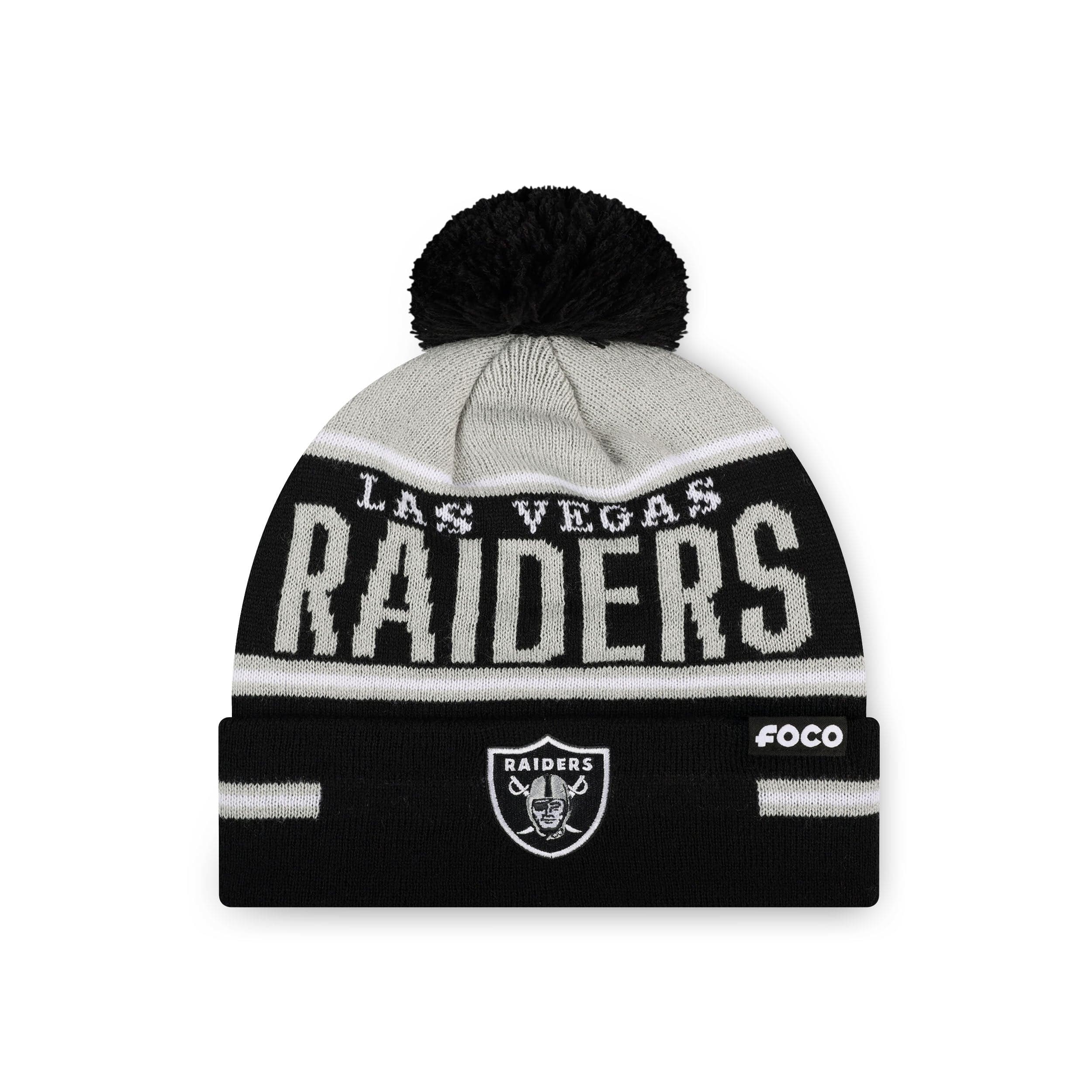 Las Vegas Raiders NFL Big Wordmark Stripe Pom Beanie