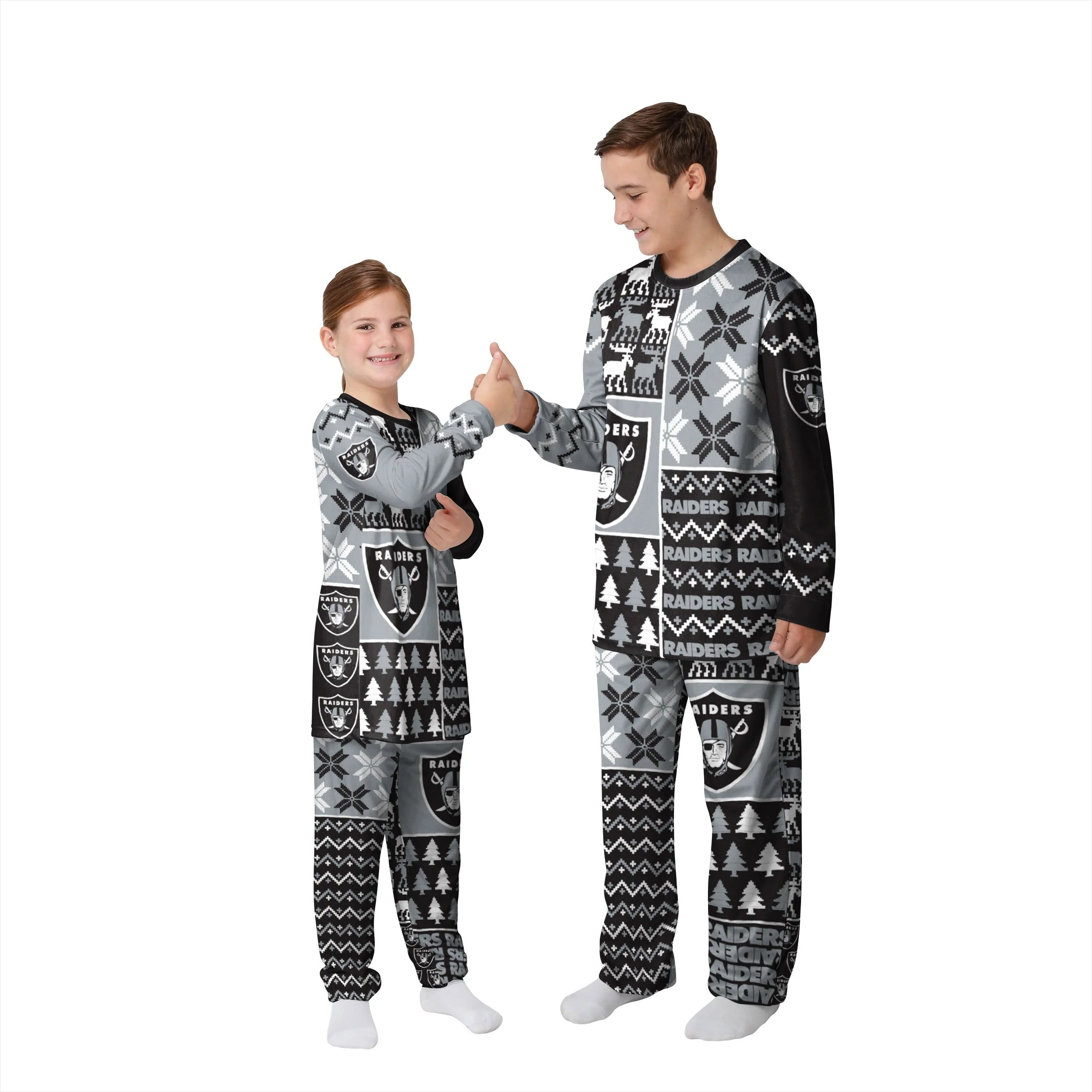 Las Vegas Raiders NFL Busy Block Family Holiday Pajamas - Image 4