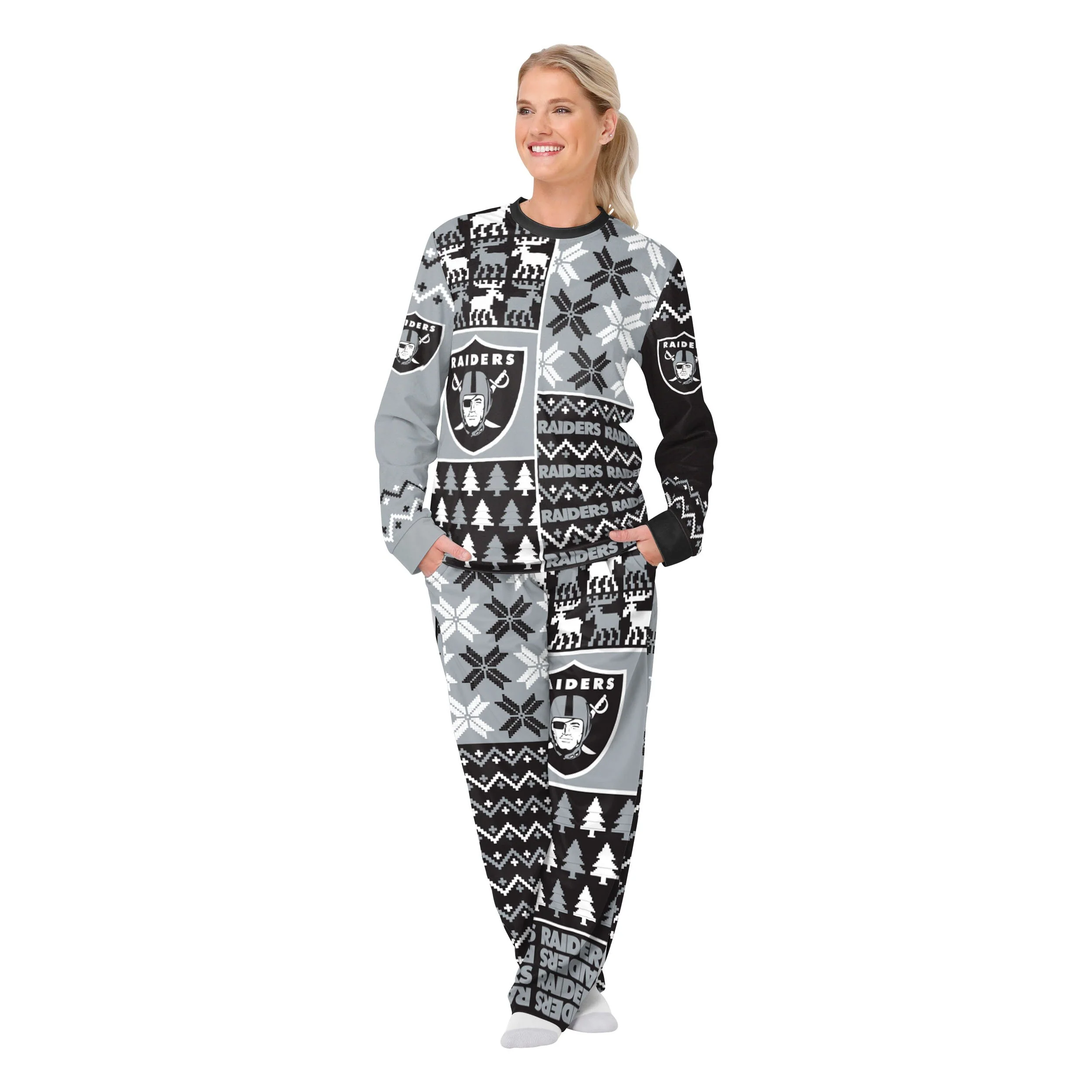 Las Vegas Raiders NFL Busy Block Family Holiday Pajamas - Image 5