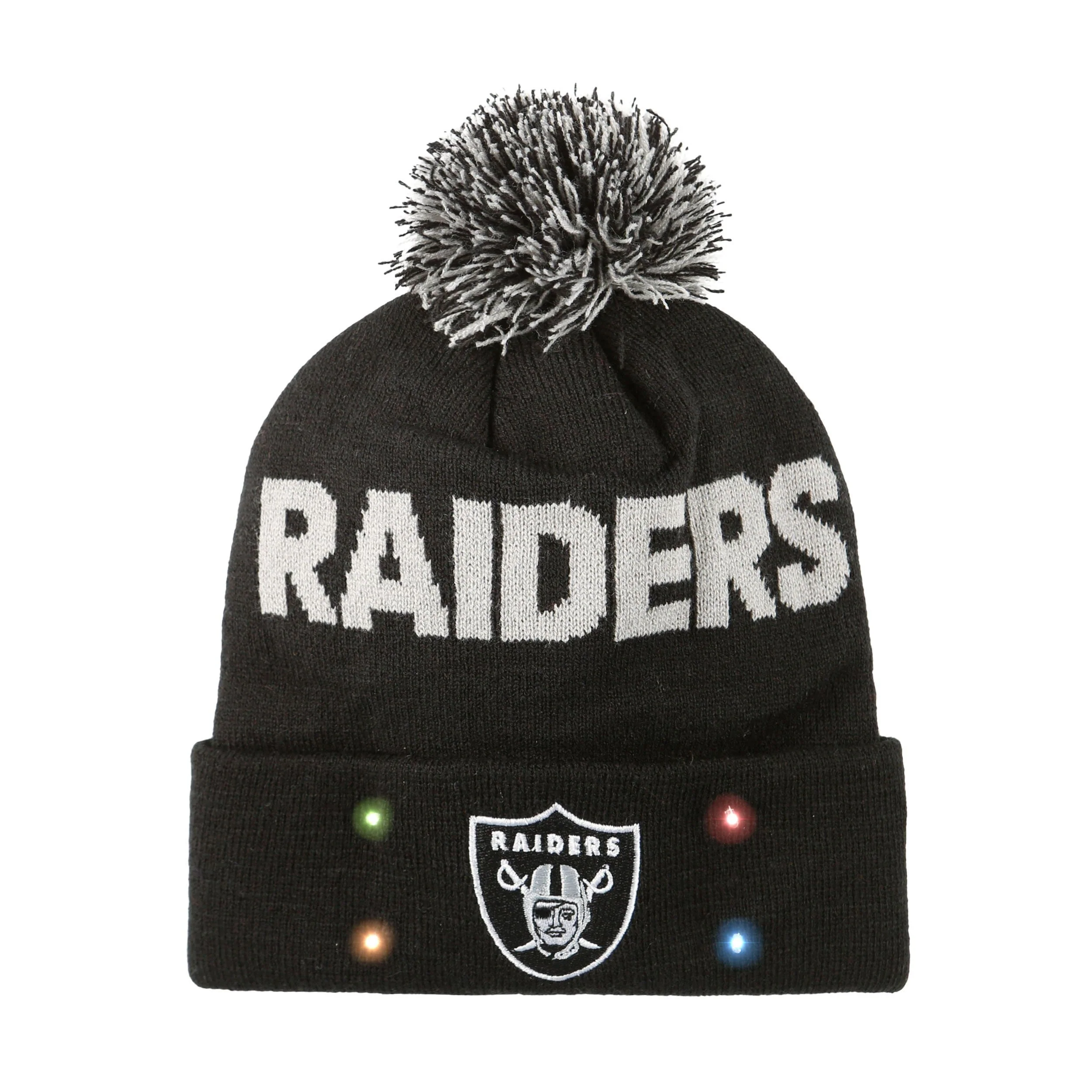 Las Vegas Raiders NFL Cropped Logo Light Up Knit Beanie - Image 2