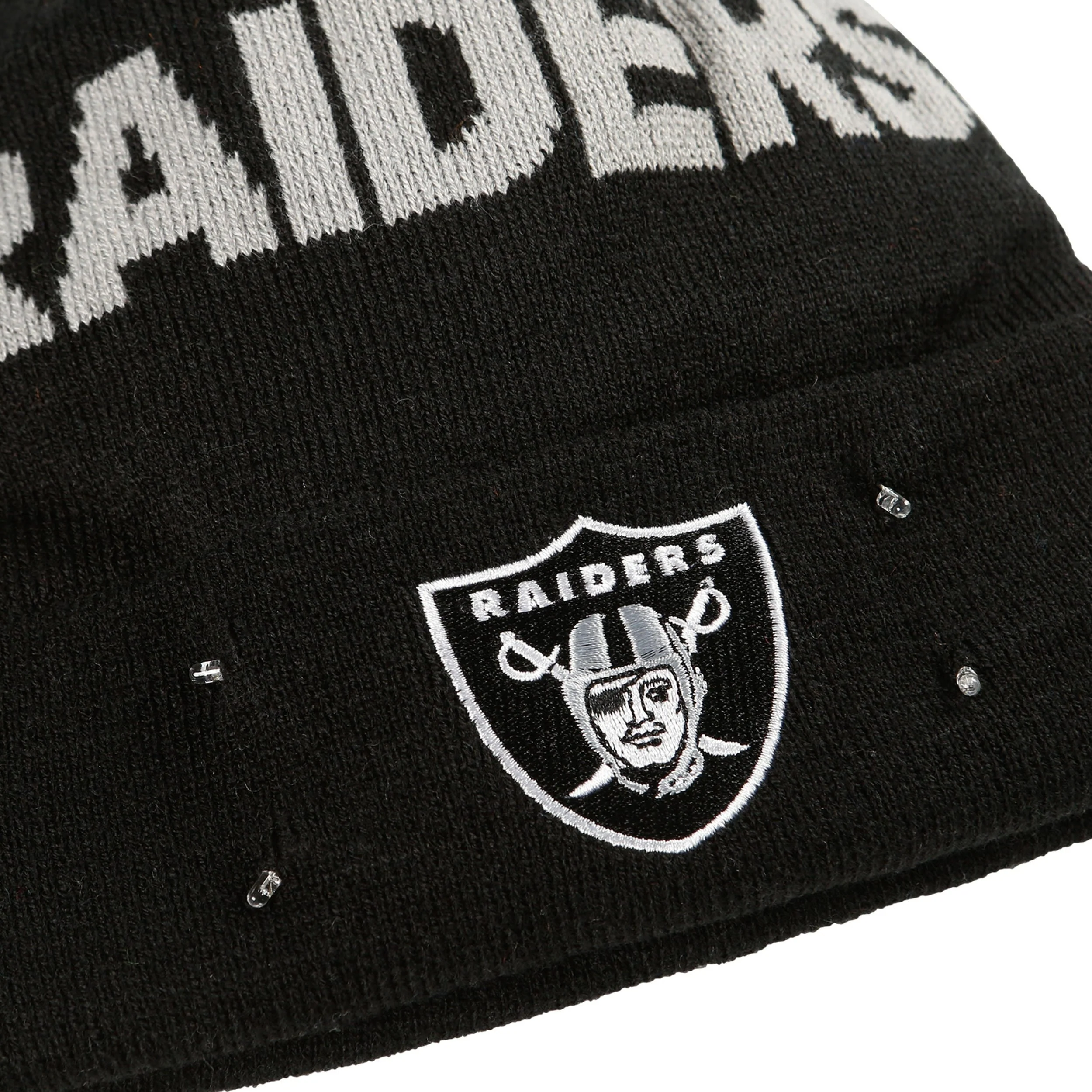 Las Vegas Raiders NFL Cropped Logo Light Up Knit Beanie - Image 3