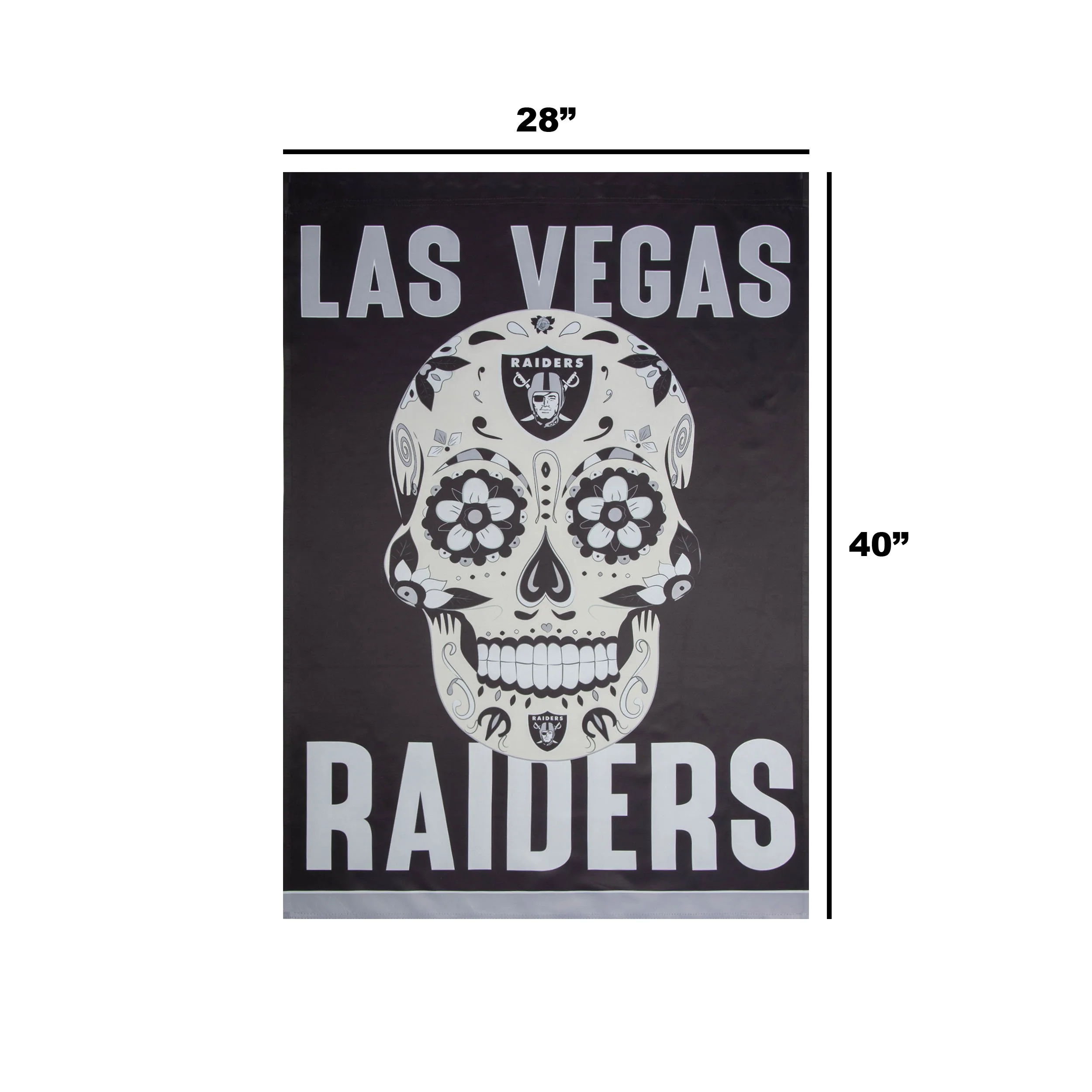 Las Vegas Raiders NFL Day Of The Dead Vertical Flag - Image 3