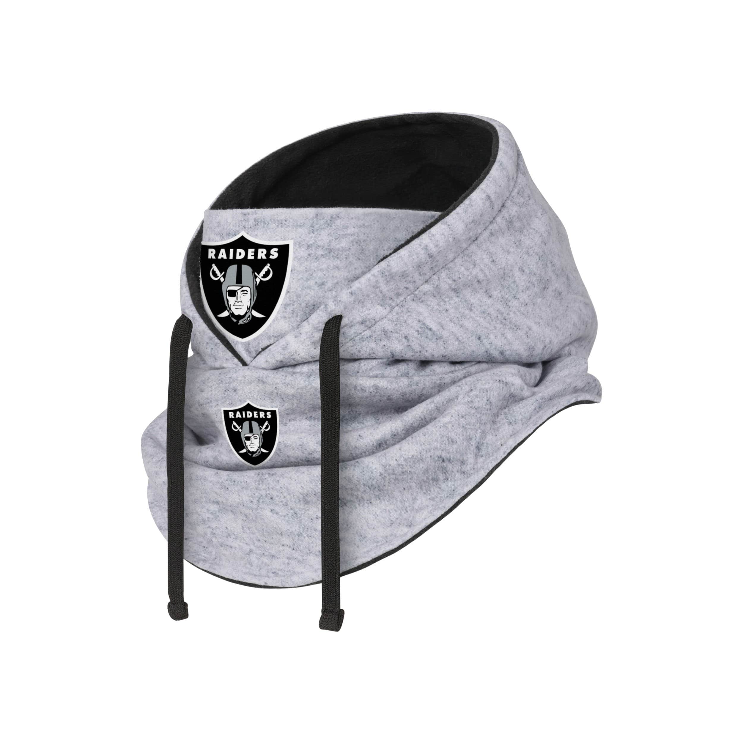 Las Vegas Raiders NFL Heather Gray Drawstring Hooded Gaiter Scarf - Image 2