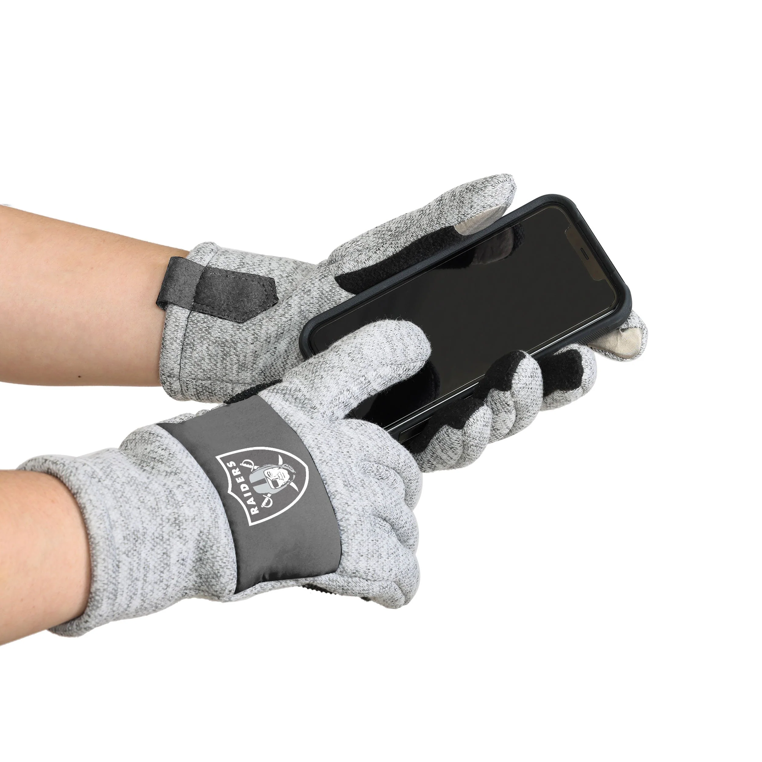 Las Vegas Raiders NFL Heather Grey Insulated Gloves - Image 2