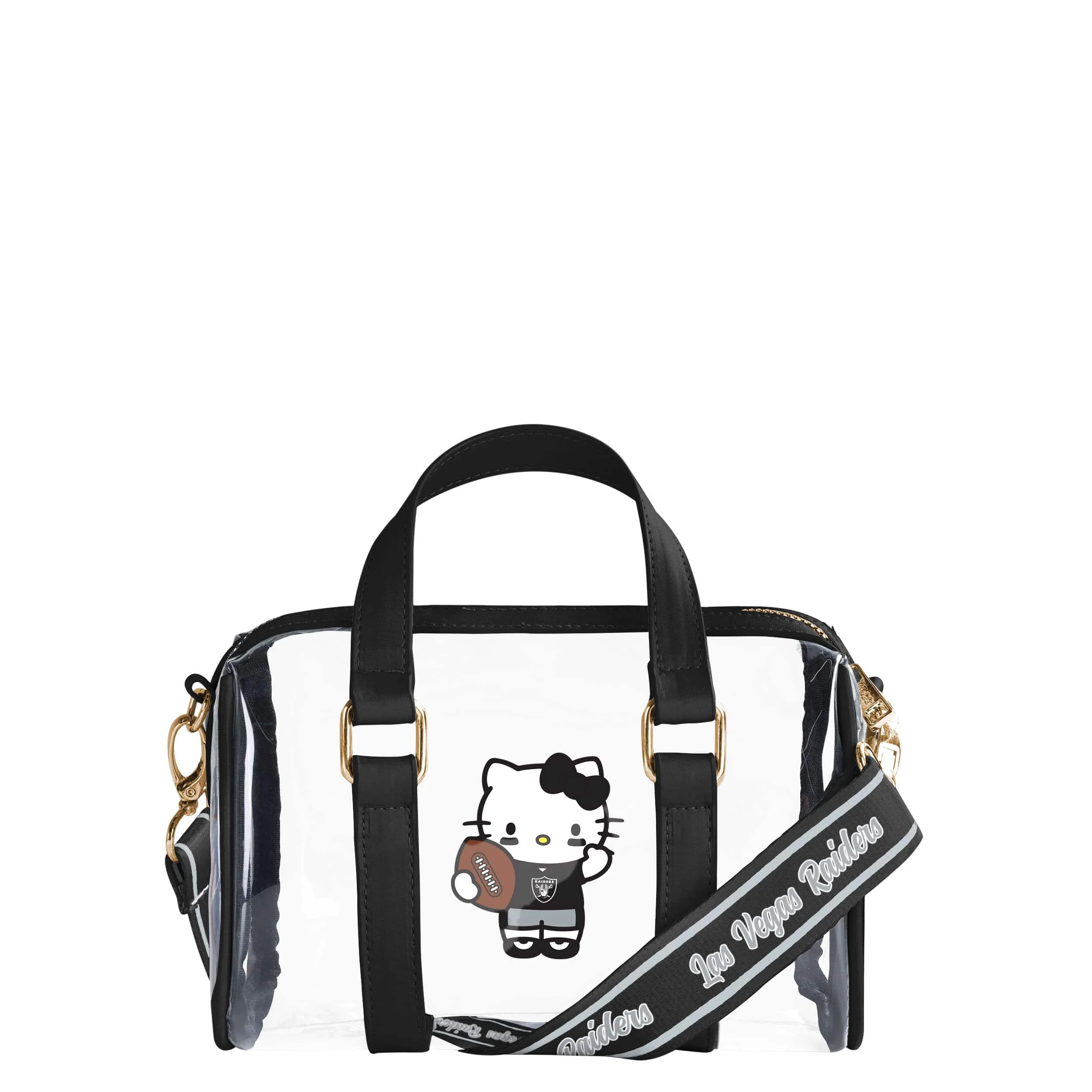 Las Vegas Raiders NFL Hello Kitty® Clear Barrel Bag - (PREORDER - SHIPS MID JULY)