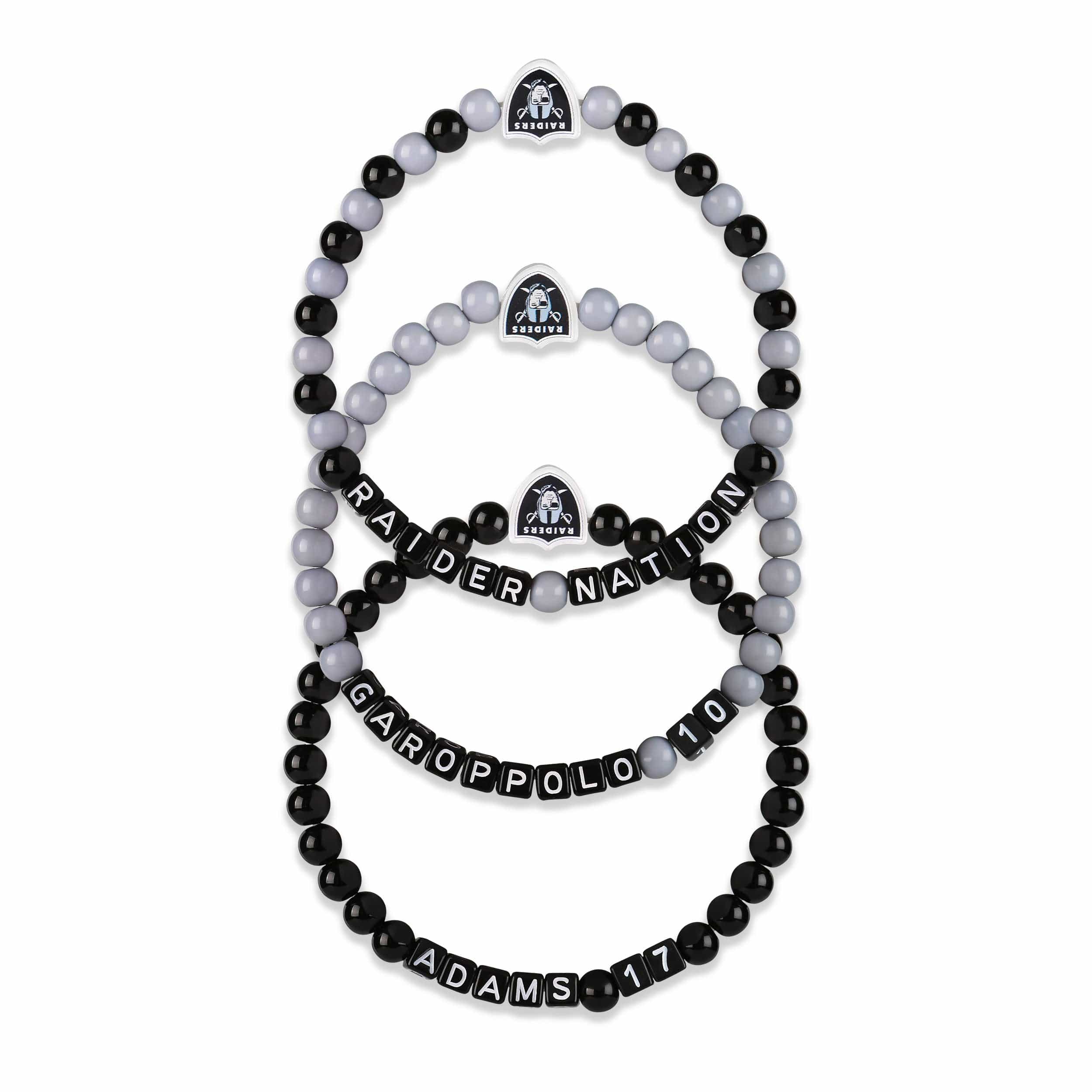 Las Vegas Raiders NFL Jimmy Garoppolo & Davante Adams 3 Pack Player Beaded Friendship Bracelet