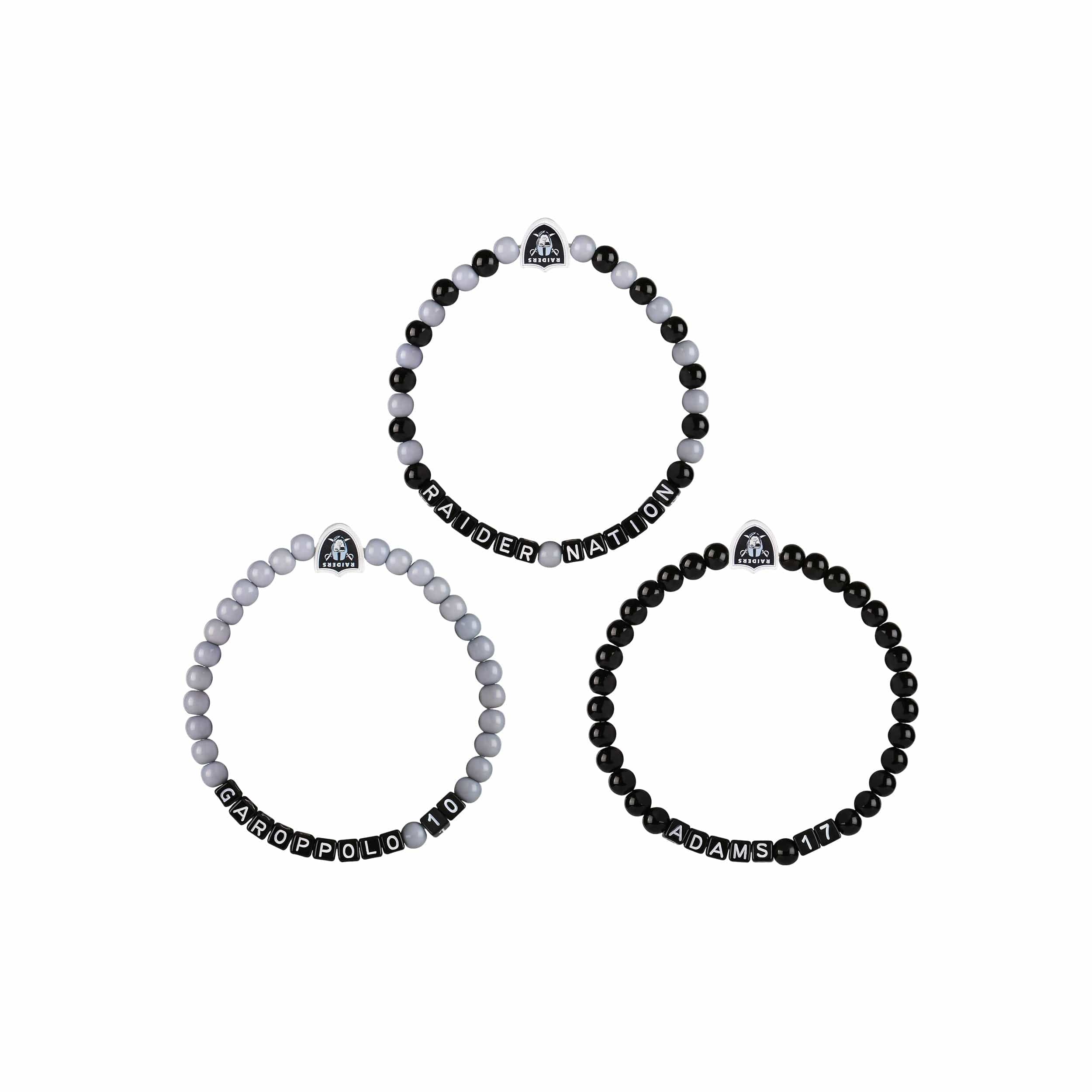 Las Vegas Raiders NFL Jimmy Garoppolo & Davante Adams 3 Pack Player Beaded Friendship Bracelet - Image 3