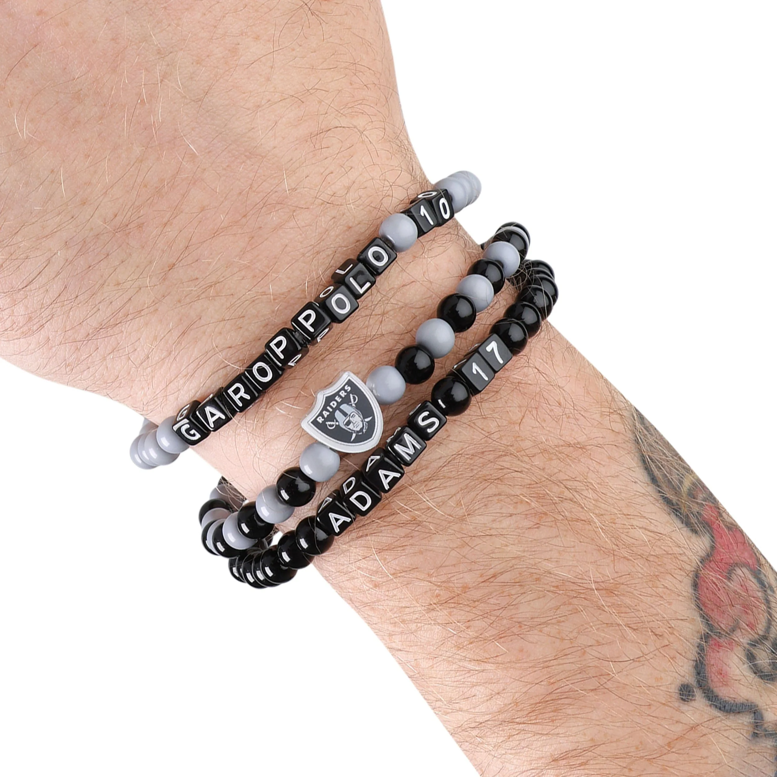 Las Vegas Raiders NFL Jimmy Garoppolo & Davante Adams 3 Pack Player Beaded Friendship Bracelet - Image 4