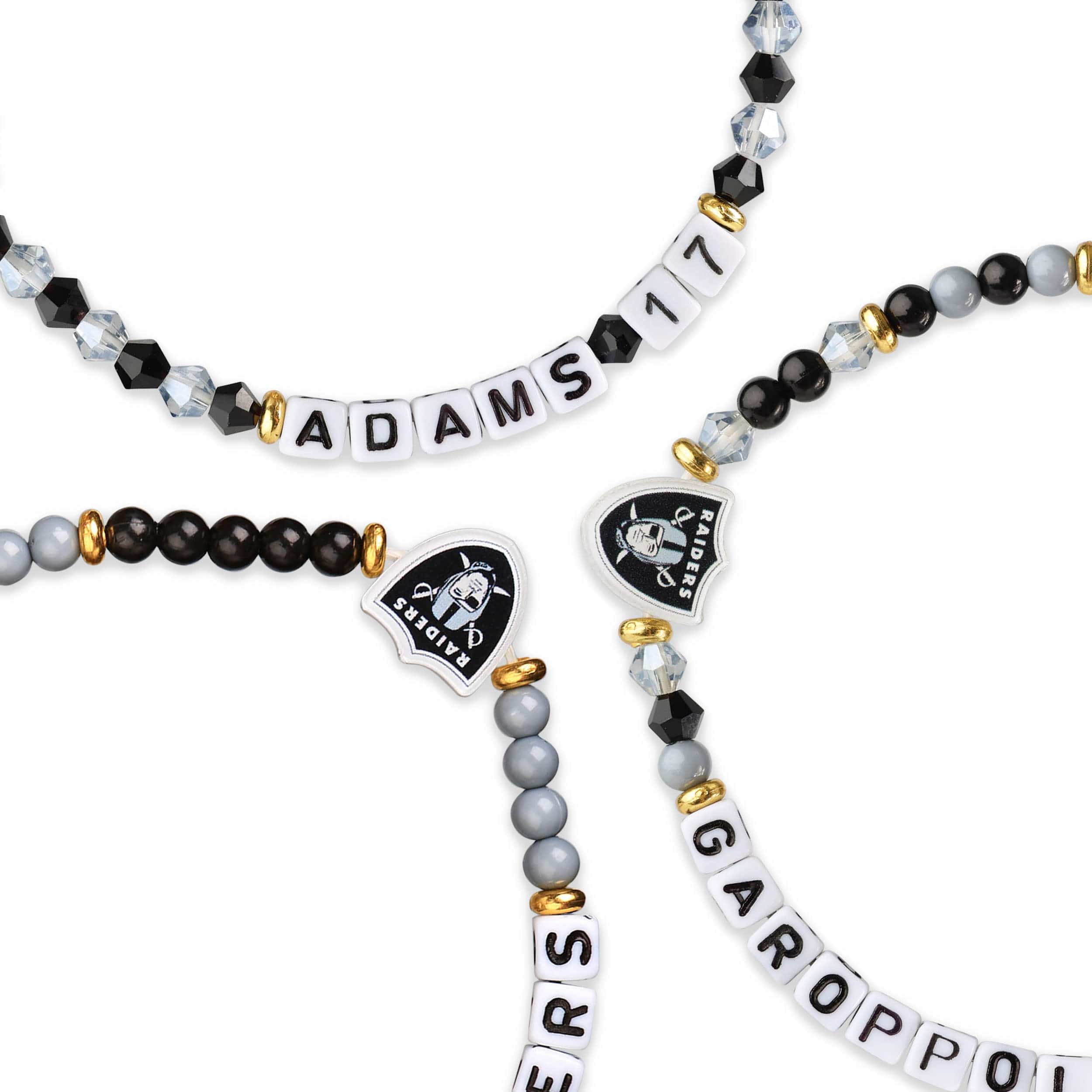 Las Vegas Raiders NFL Jimmy Garoppolo & Davante Adams 3 Pack Player Friendship Bracelet - Image 2