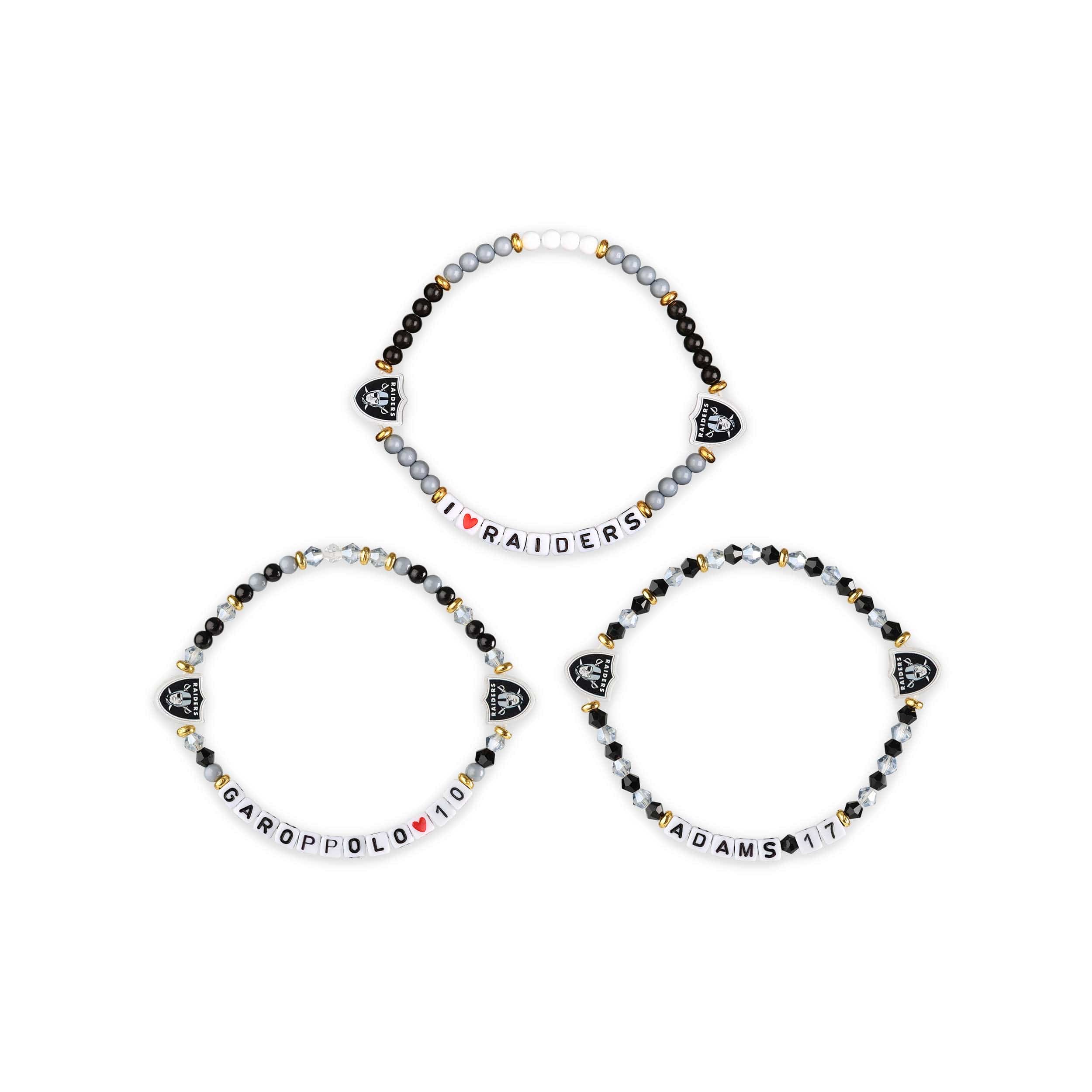 Las Vegas Raiders NFL Jimmy Garoppolo & Davante Adams 3 Pack Player Friendship Bracelet - Image 3