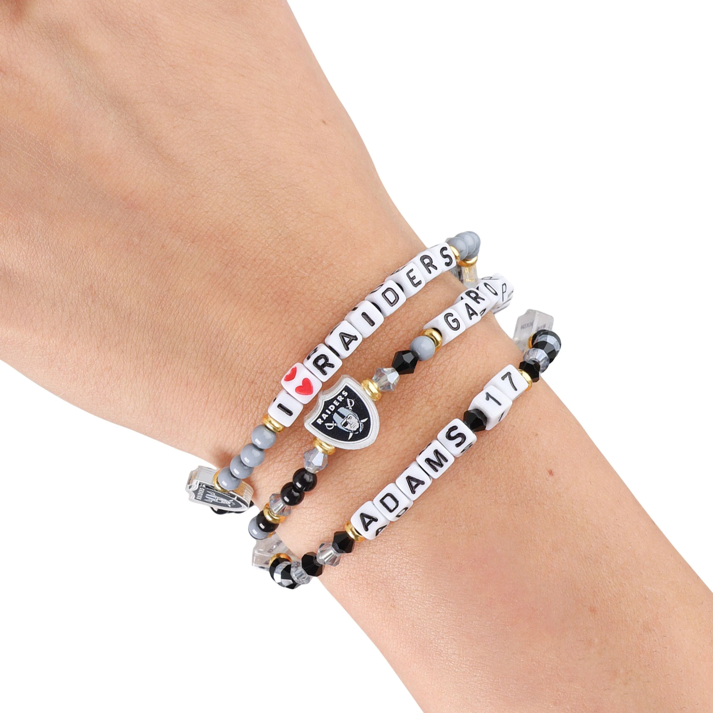 Las Vegas Raiders NFL Jimmy Garoppolo & Davante Adams 3 Pack Player Friendship Bracelet - Image 4