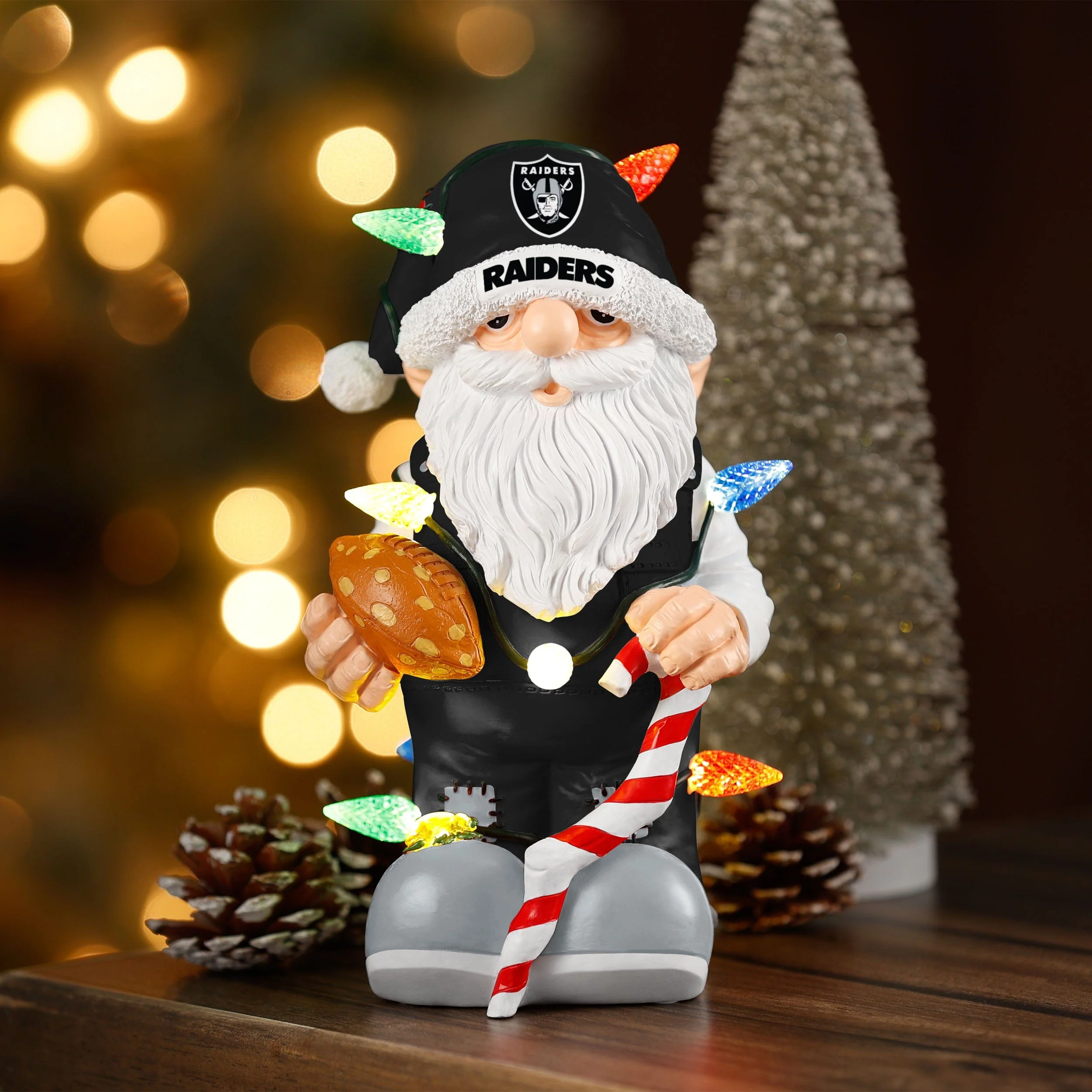 Las Vegas Raiders NFL Light Up Holiday Gnome - Image 2