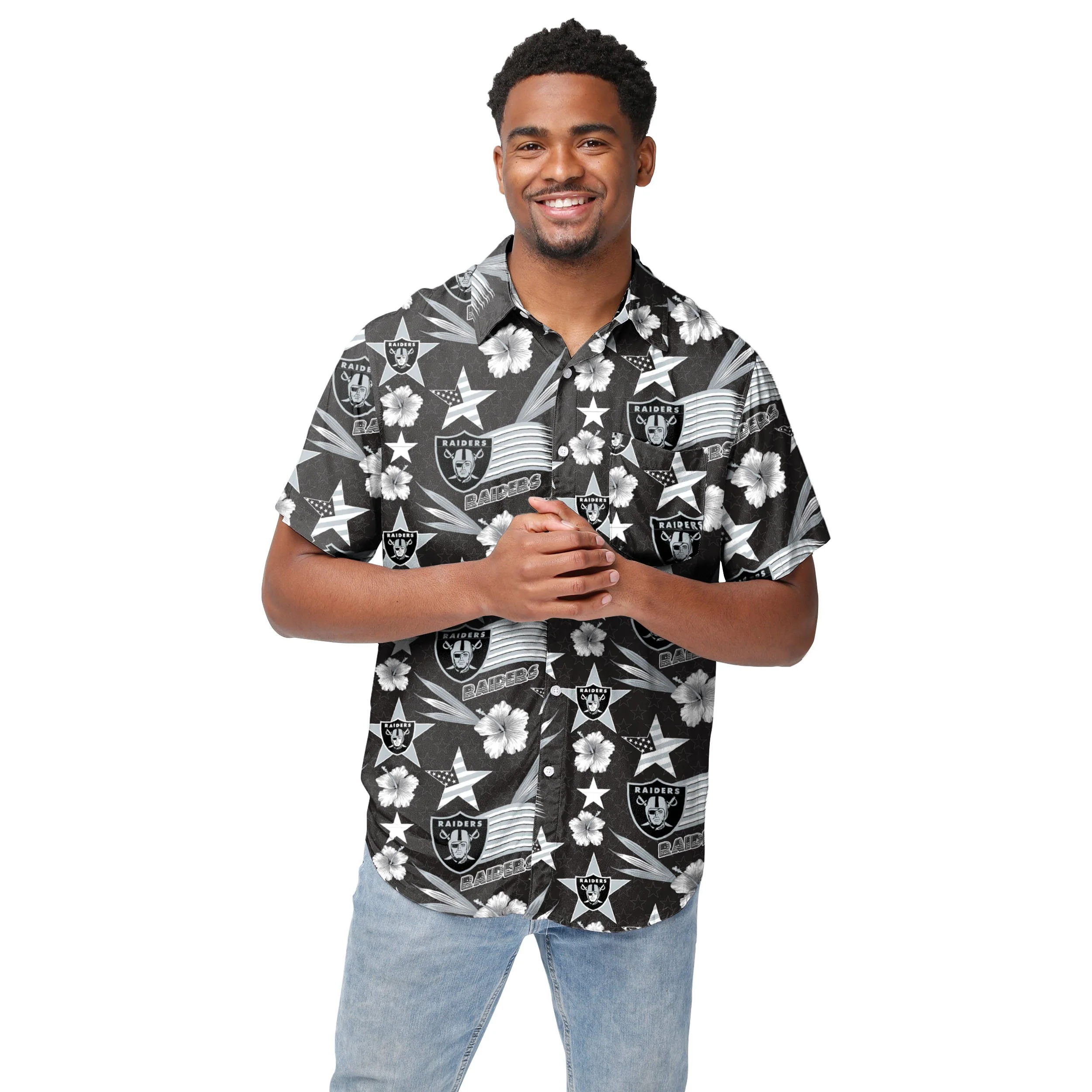 Las Vegas Raiders NFL Mens Americana Button Up Shirt - Image 2