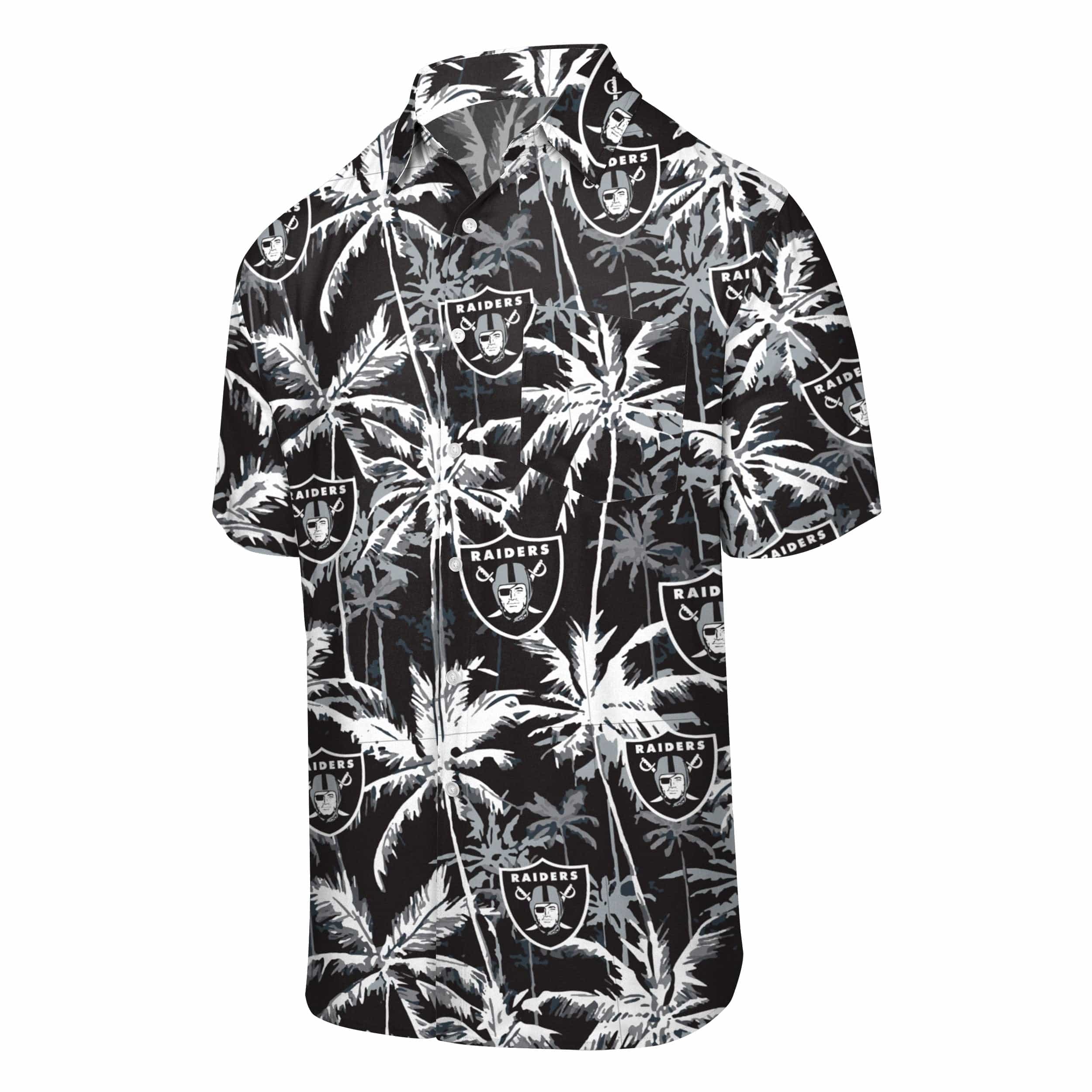 Las Vegas Raiders NFL Mens Black Floral Button Up Shirt - Image 4