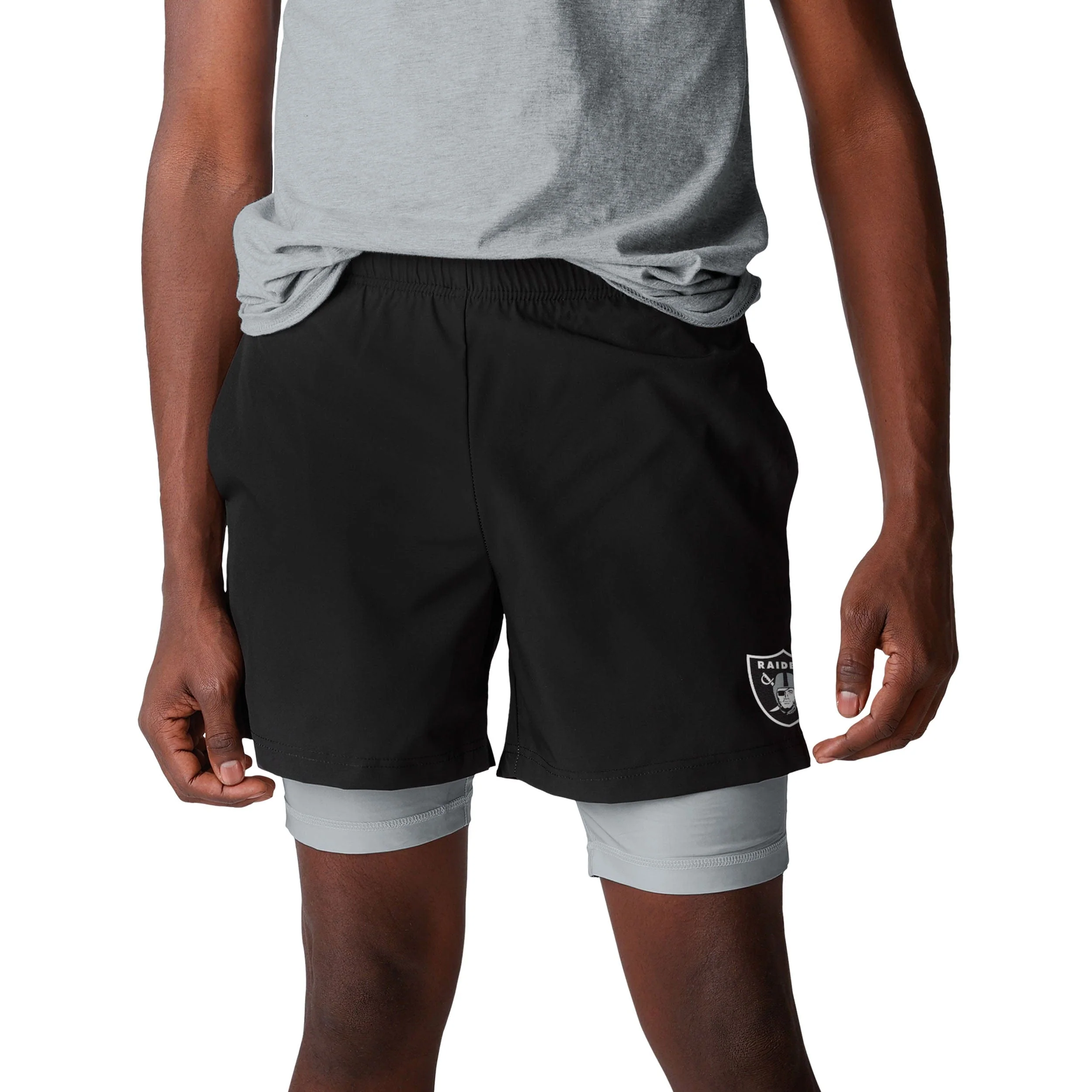 Las Vegas Raiders NFL Mens Black Team Color Lining Shorts - Image 2