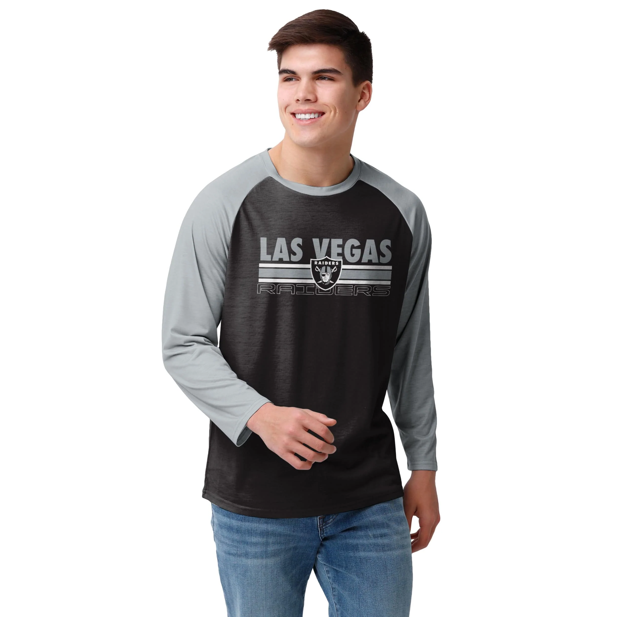 Las Vegas Raiders NFL Mens Colorblock Wordmark Raglan T-Shirt