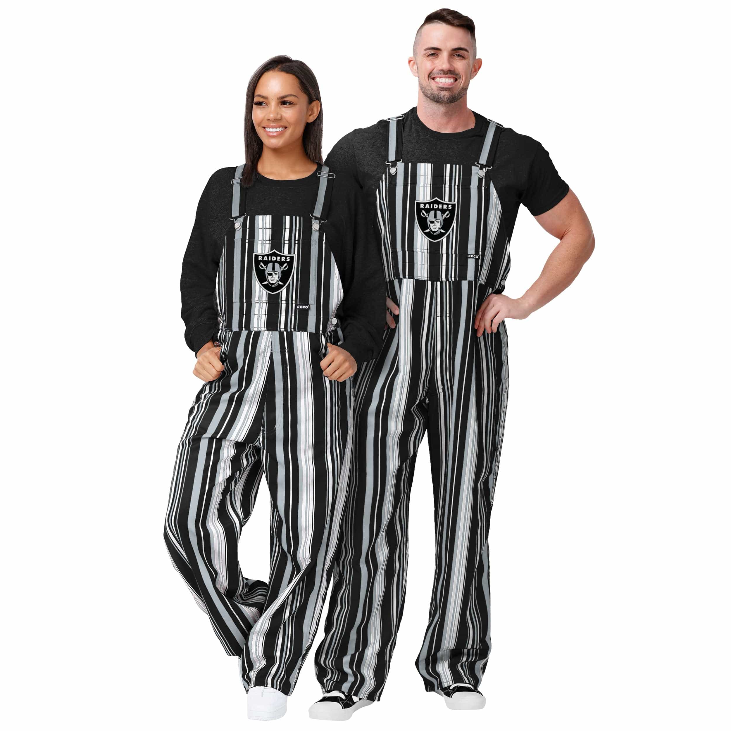 Las Vegas Raiders NFL Mens Hyper Stripe Bib Overalls - Image 3