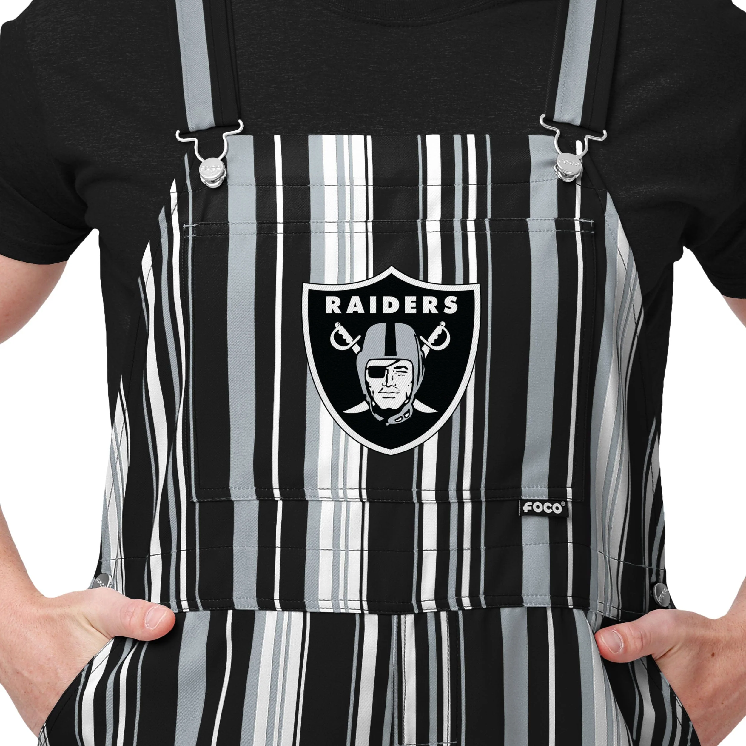 Las Vegas Raiders NFL Mens Hyper Stripe Bib Overalls - Image 4