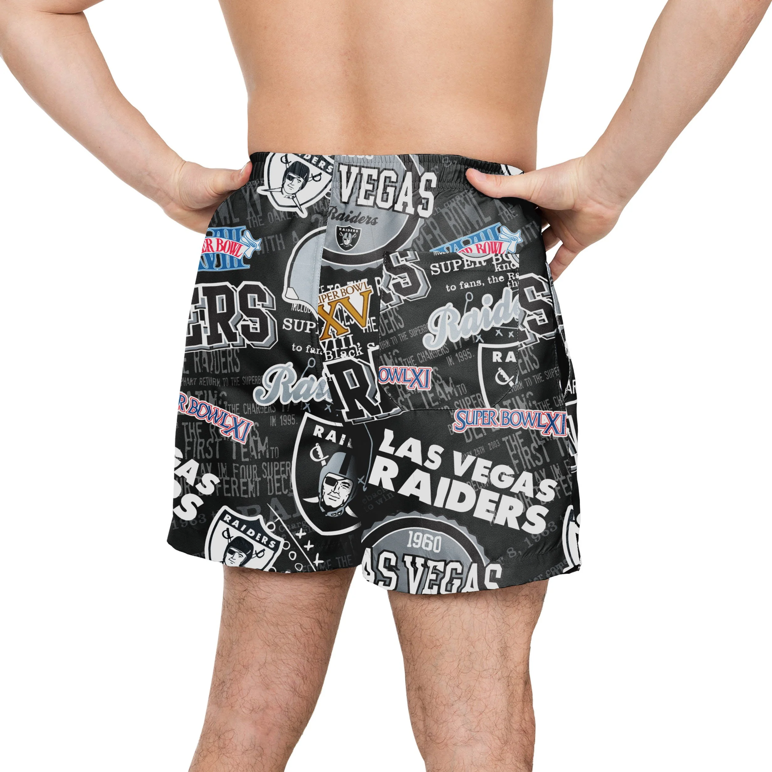 Las Vegas Raiders NFL Mens Logo Rush Swimming Trunks - Image 3