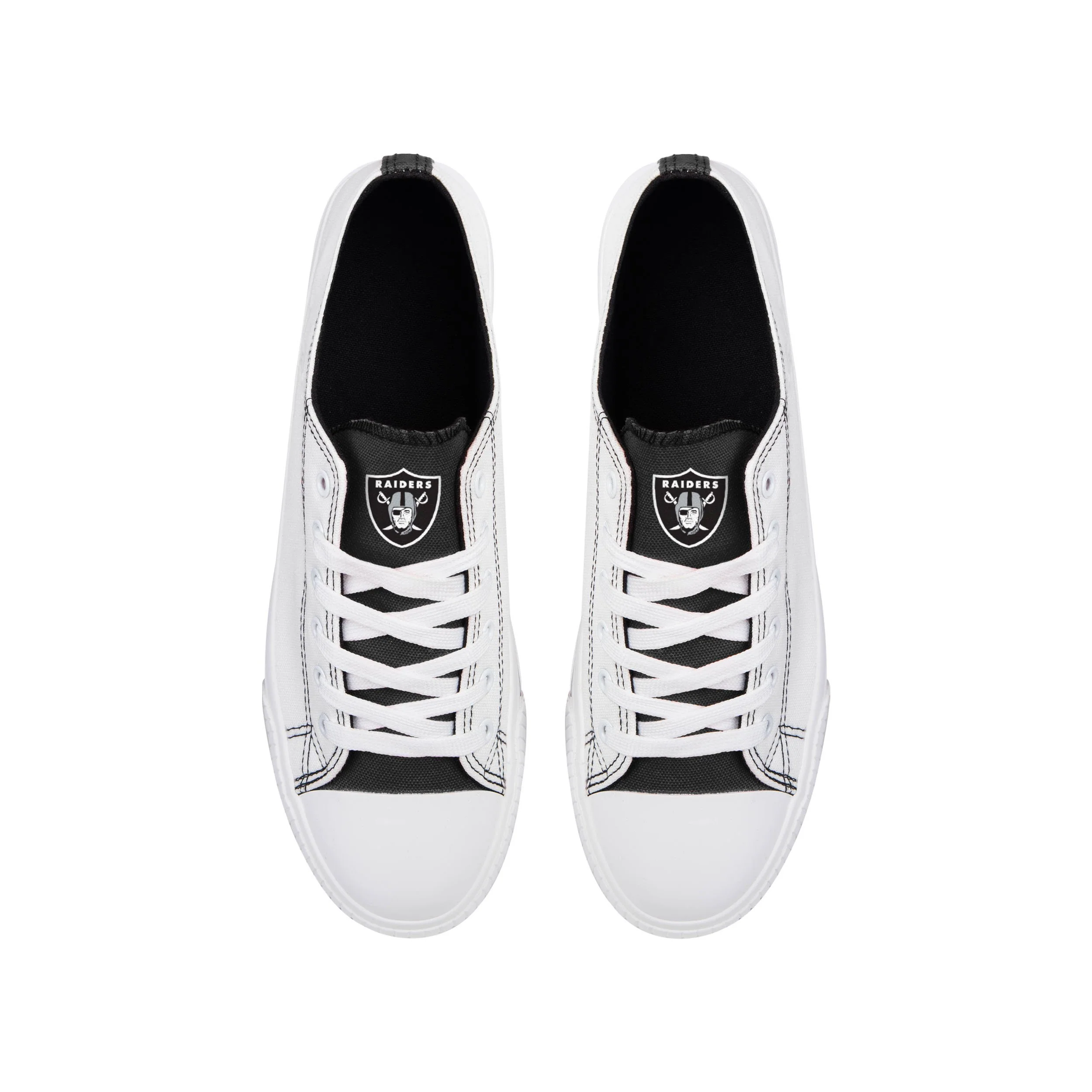 Las Vegas Raiders NFL Mens Low Top White Canvas Shoes - Image 3