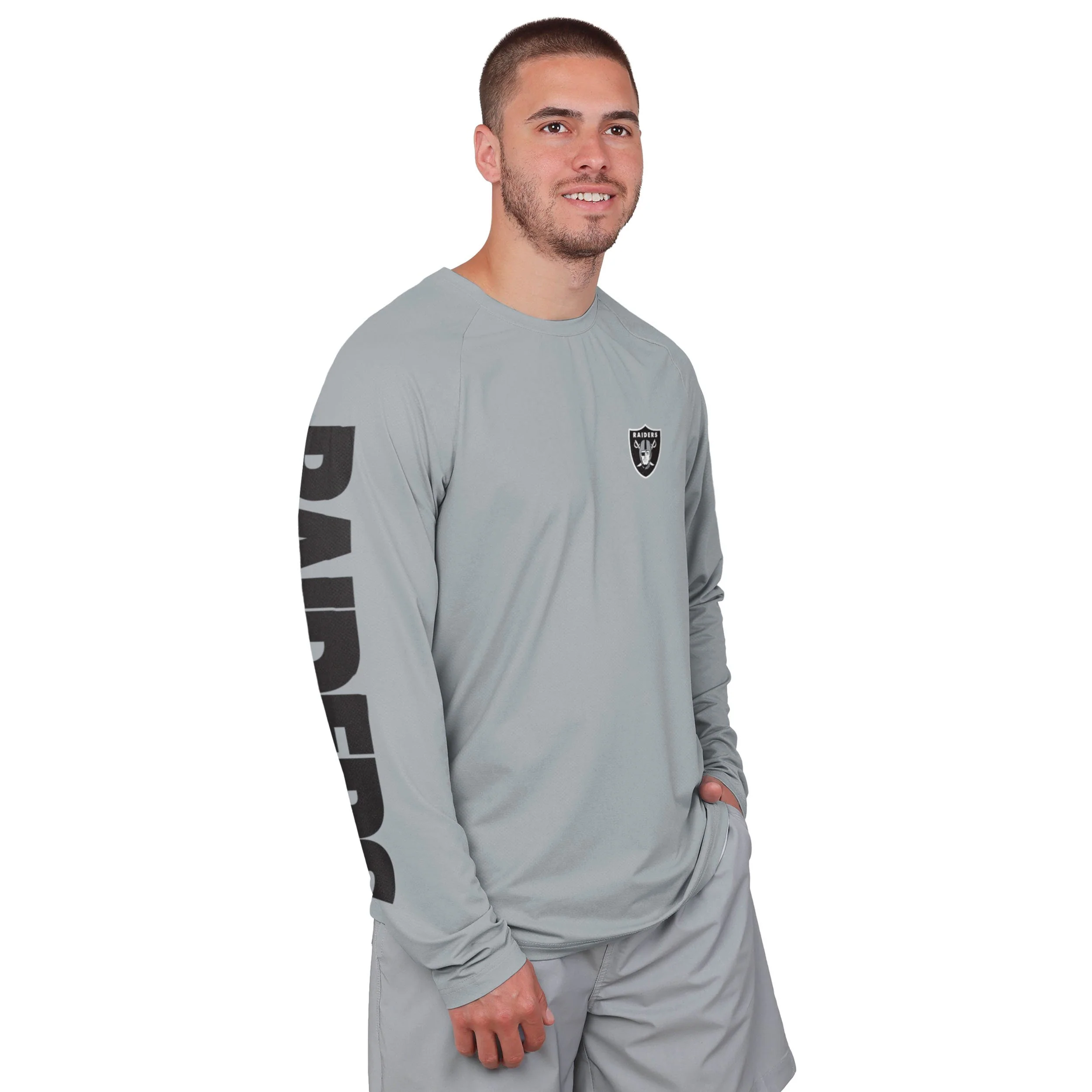 Las Vegas Raiders NFL Mens Rash Guard Long Sleeve Swim Shirt - Image 2