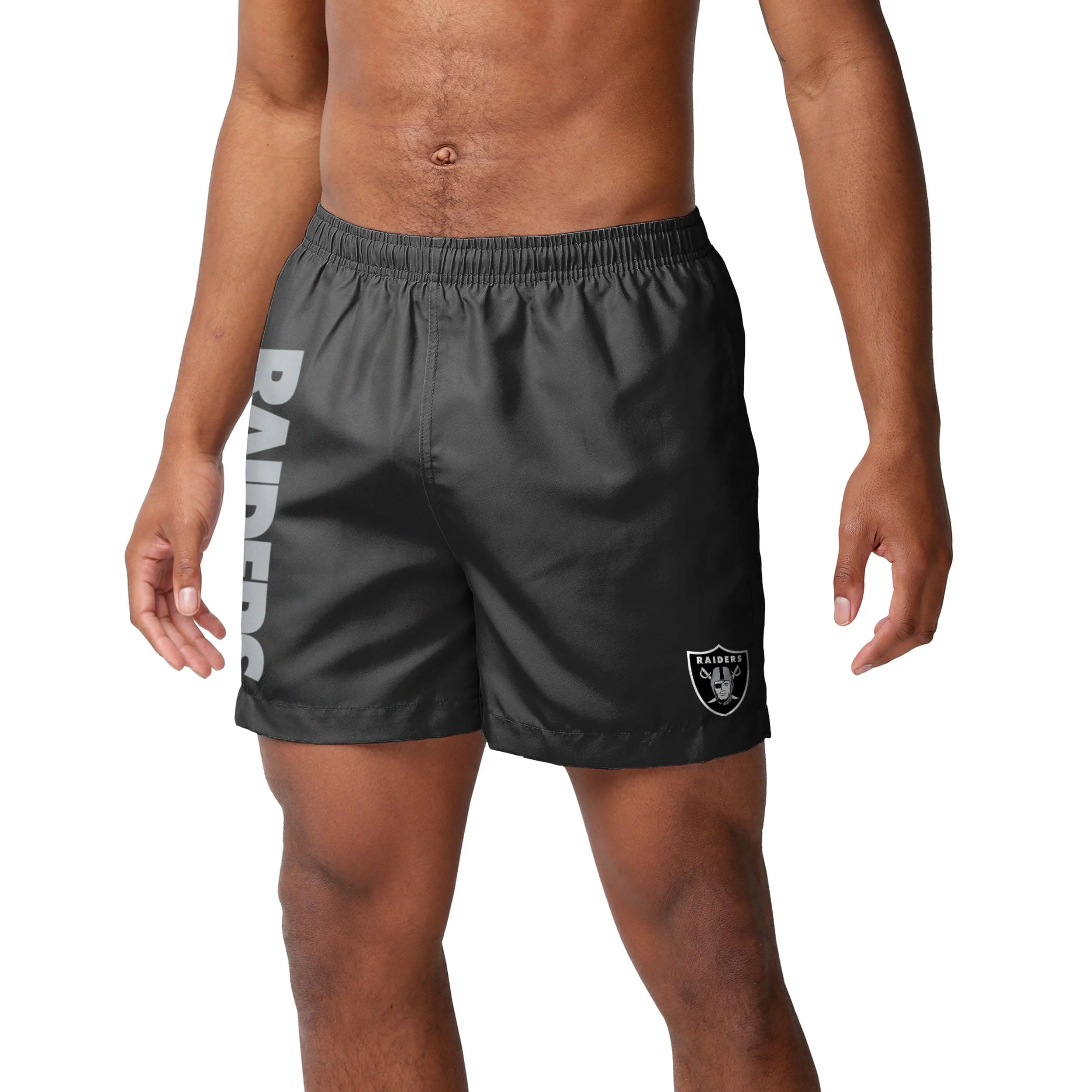 Las Vegas Raiders NFL Mens Solid Wordmark 5.5" Swimming Trunks - Image 2