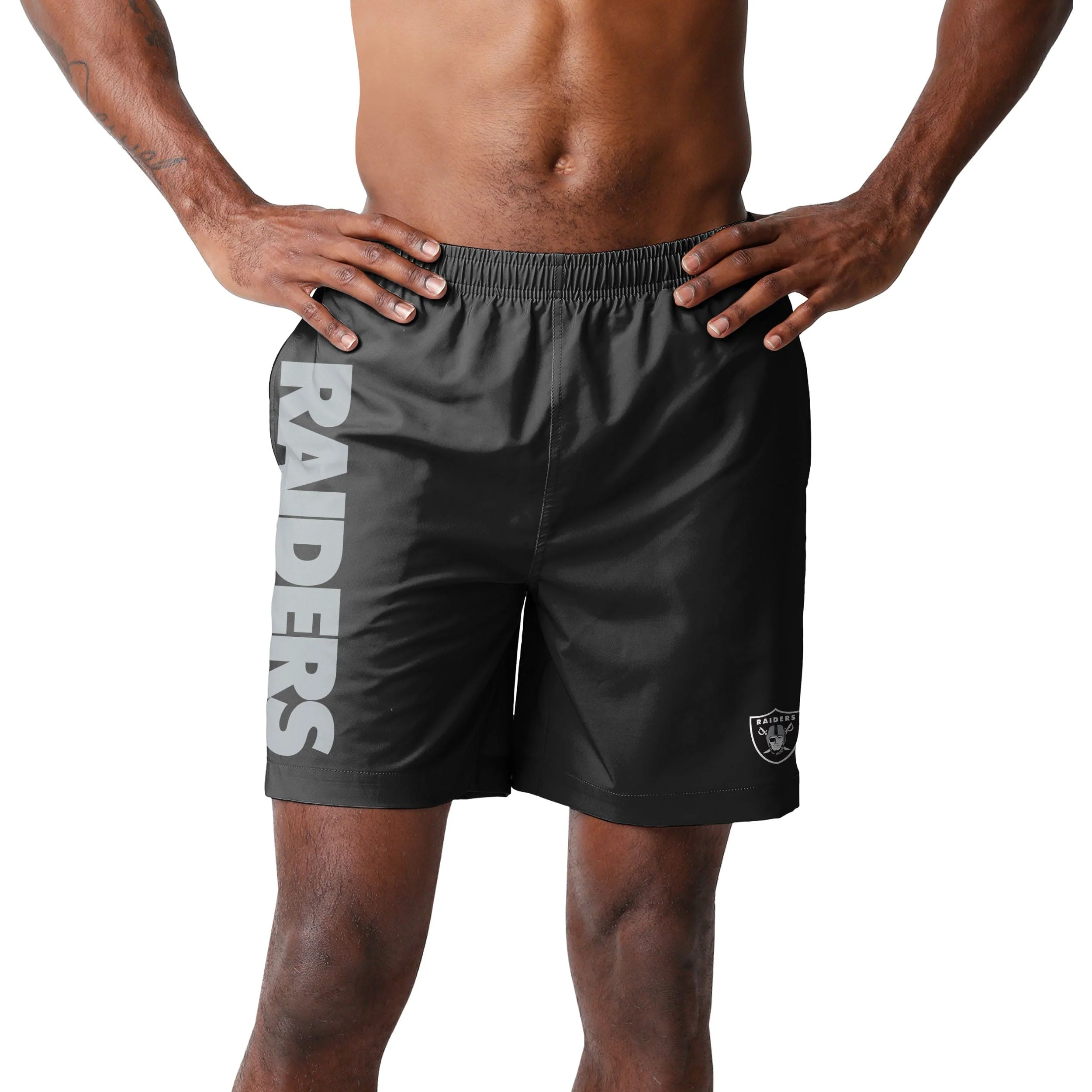 Las Vegas Raiders NFL Mens Solid Wordmark Traditional Swimming Trunks - Image 2