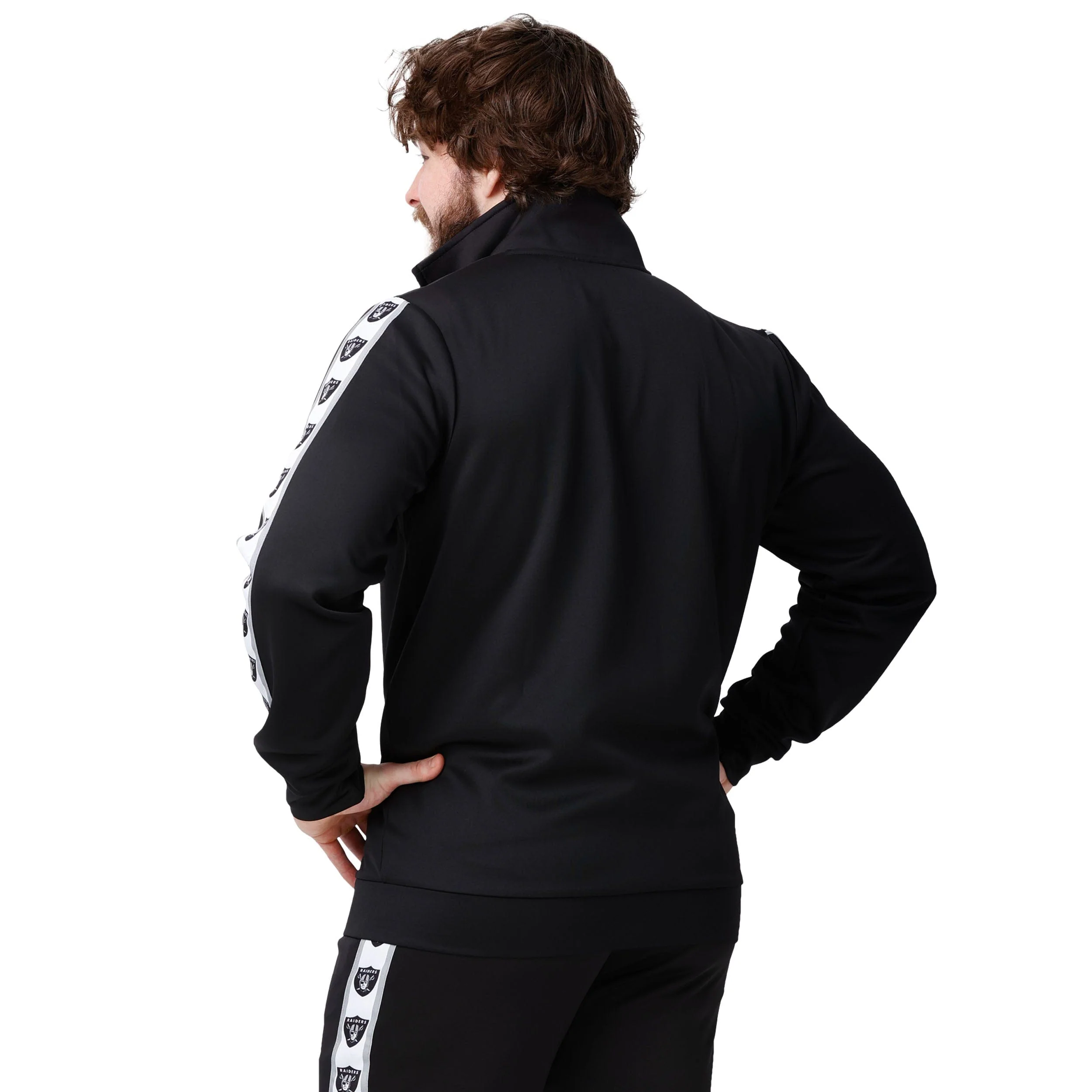 Las Vegas Raiders NFL Mens Stripe Logo Track Jacket - Image 2