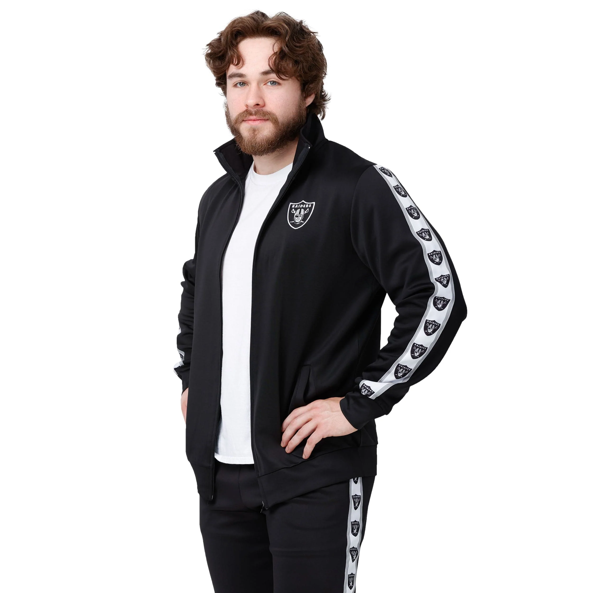 Las Vegas Raiders NFL Mens Stripe Logo Track Jacket - Image 5