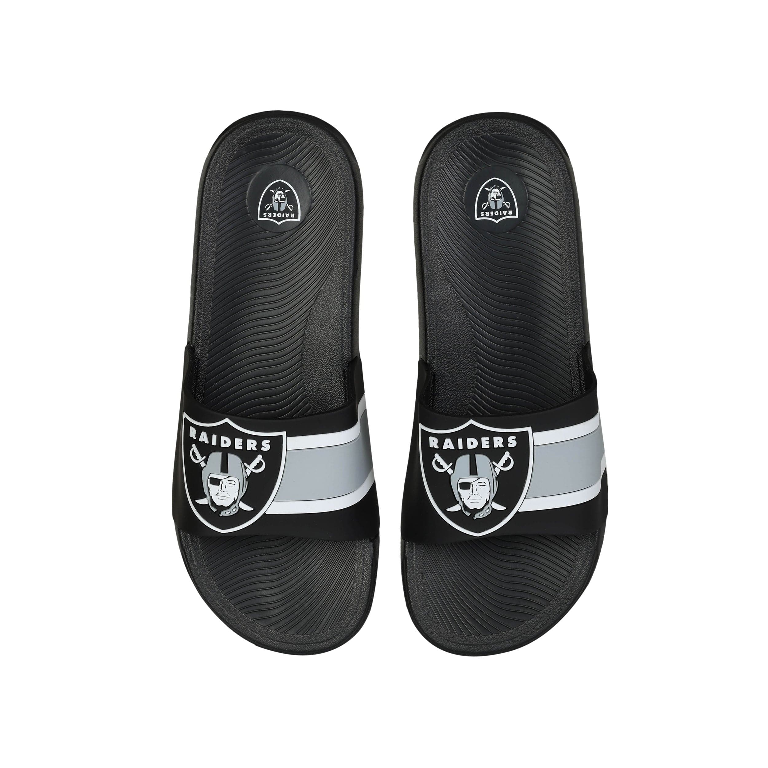 Las Vegas Raiders NFL Mens Striped Big Logo Raised Slide - Image 2