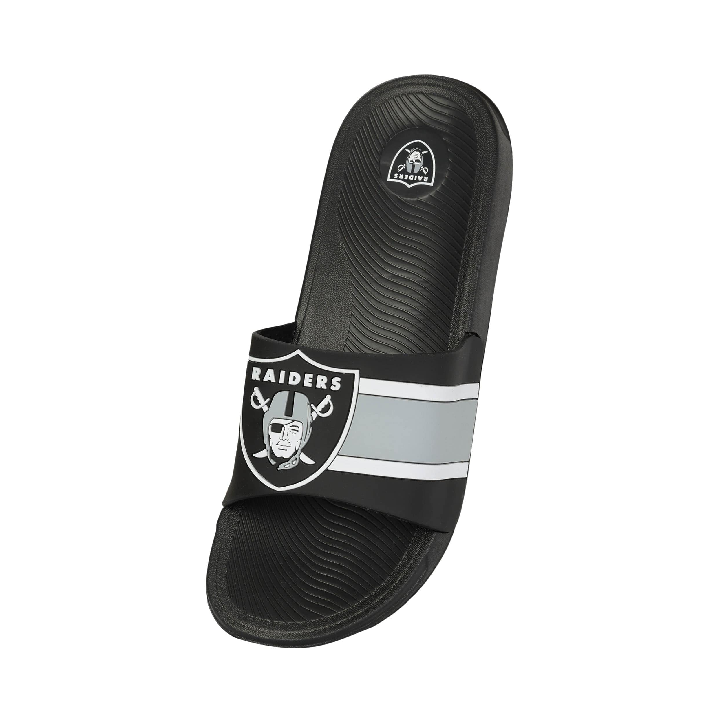 Las Vegas Raiders NFL Mens Striped Big Logo Raised Slide - Image 3
