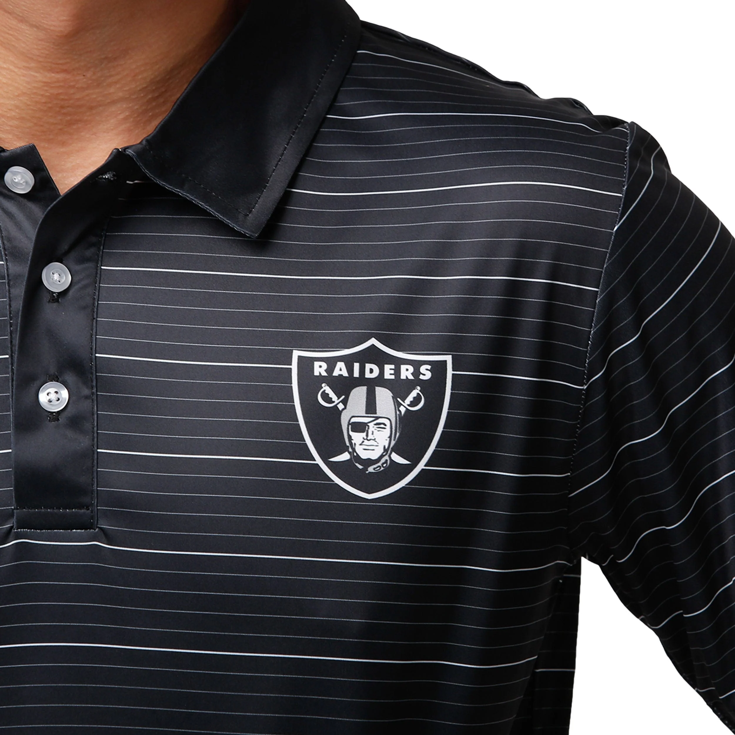 Las Vegas Raiders NFL Mens Striped Polyester Polo - Image 4