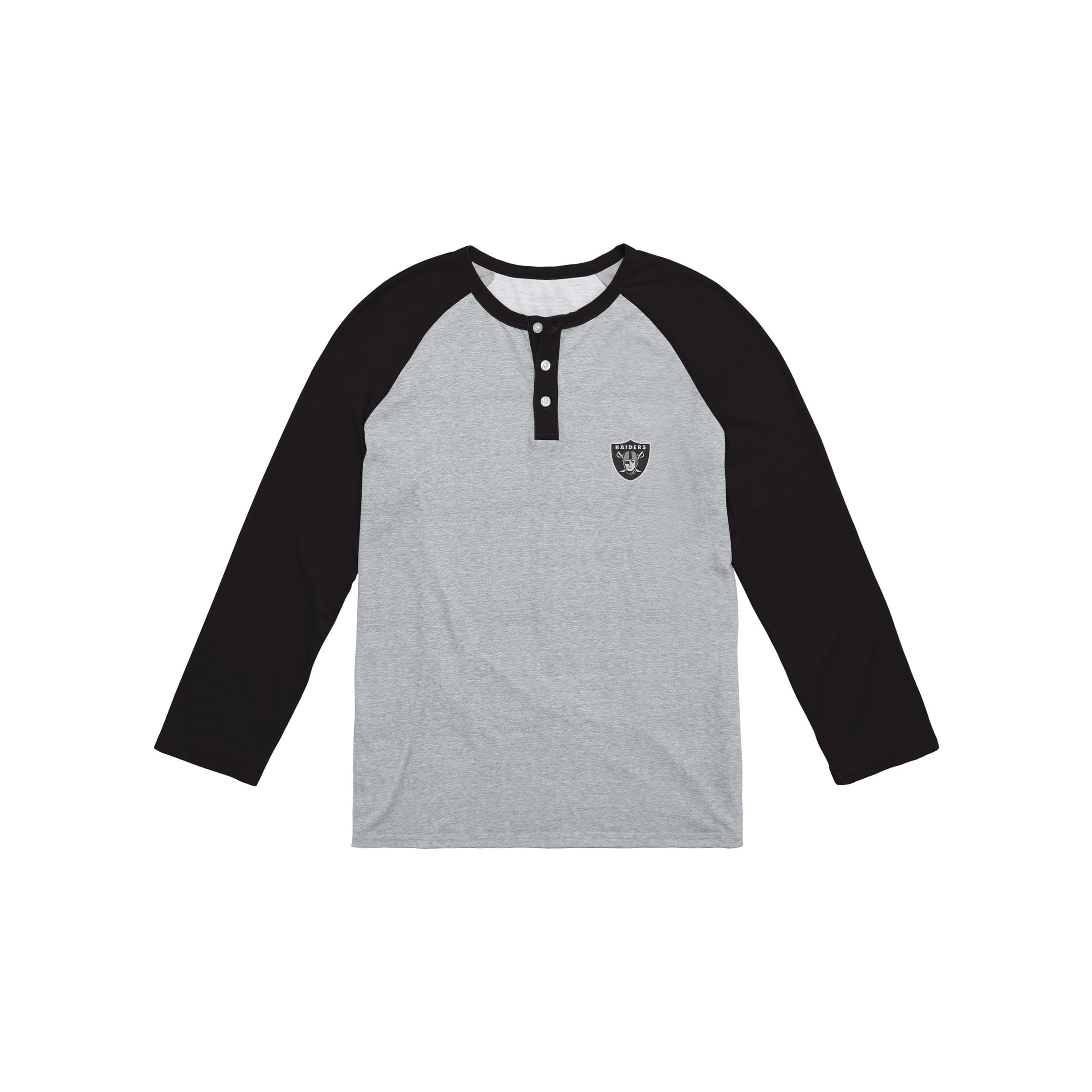 Las Vegas Raiders NFL Mens Team Logo Gray Long Sleeve Henley - Image 4