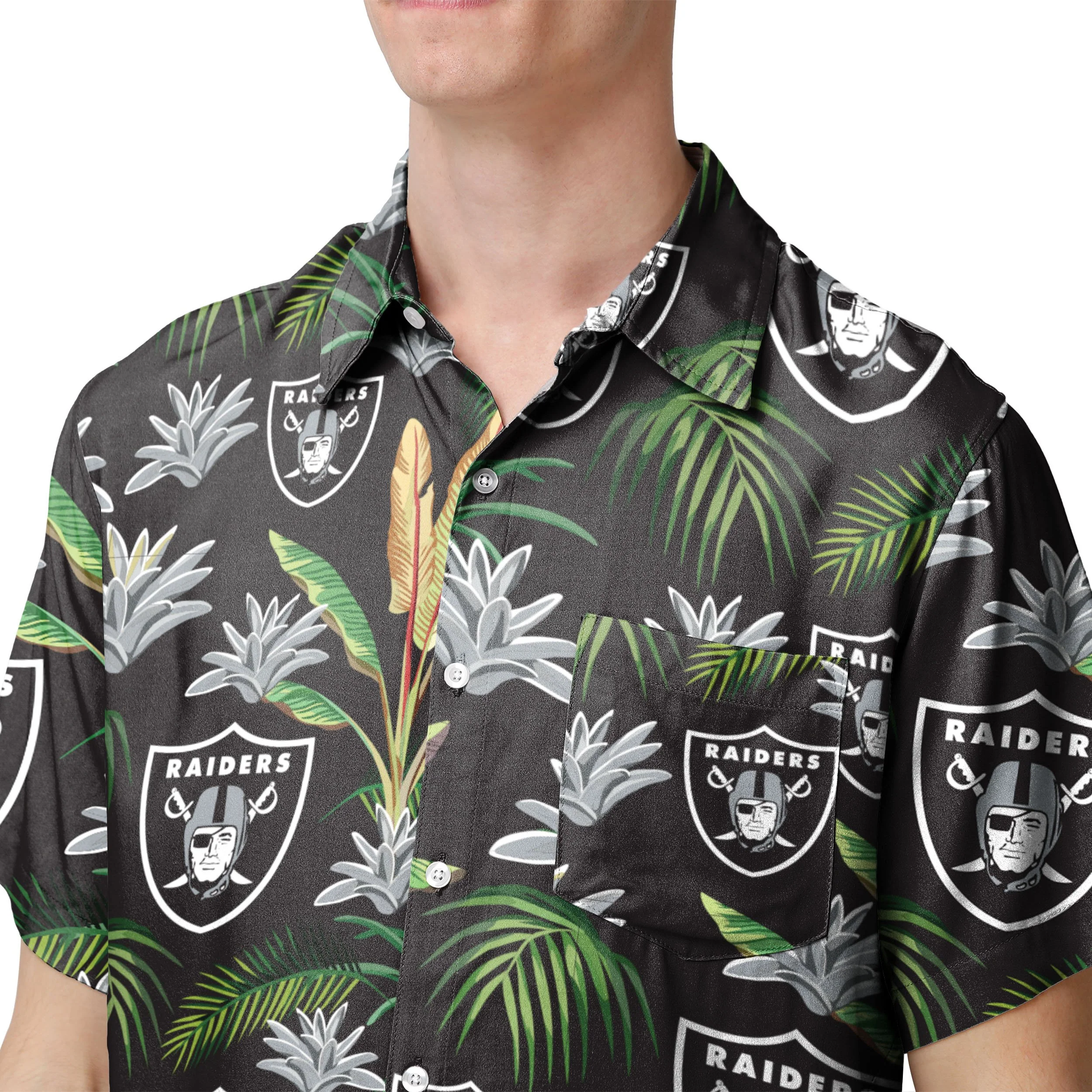Las Vegas Raiders NFL Mens Victory Vacay Button Up Shirt - Image 4