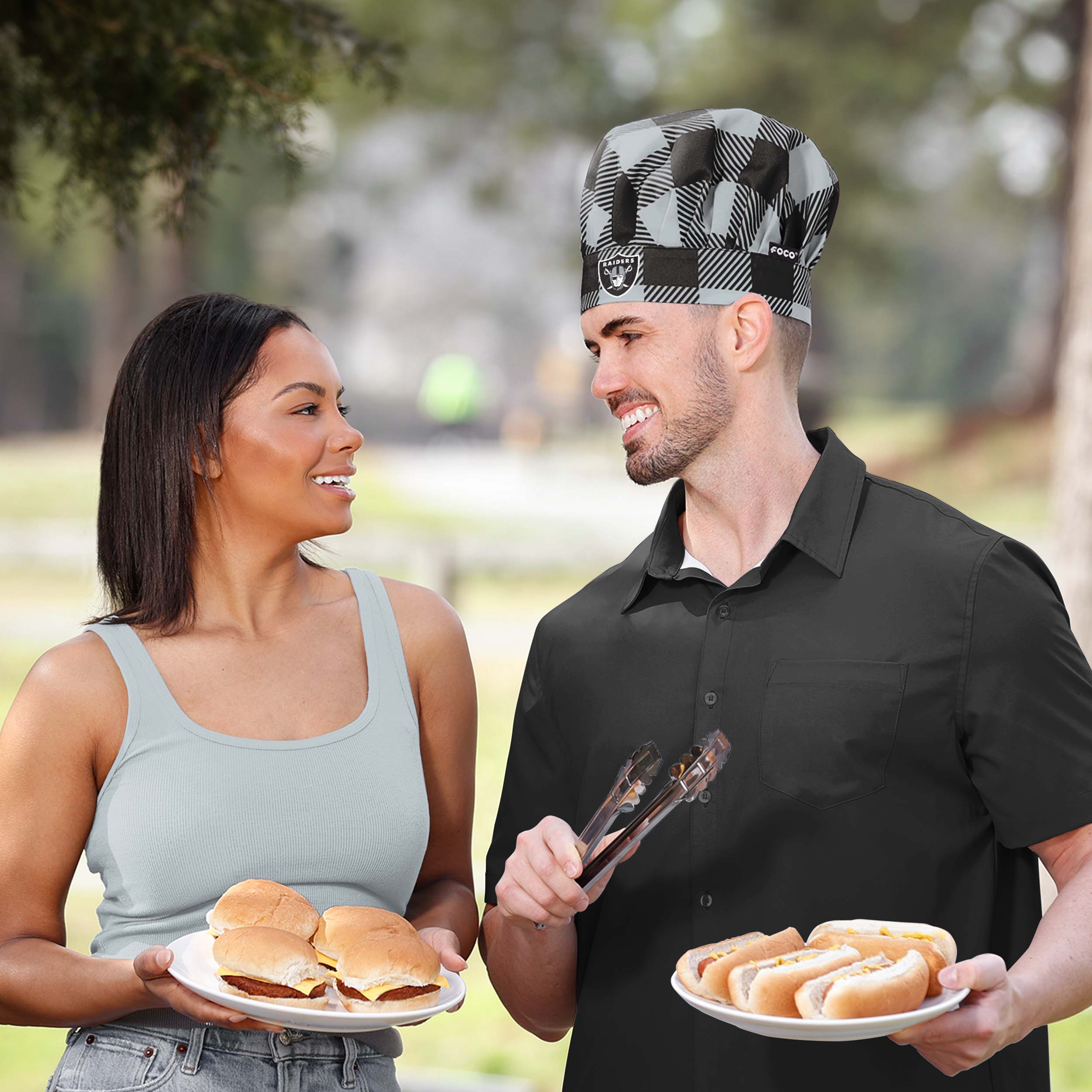 Las Vegas Raiders NFL Plaid Chef Hat - Image 3