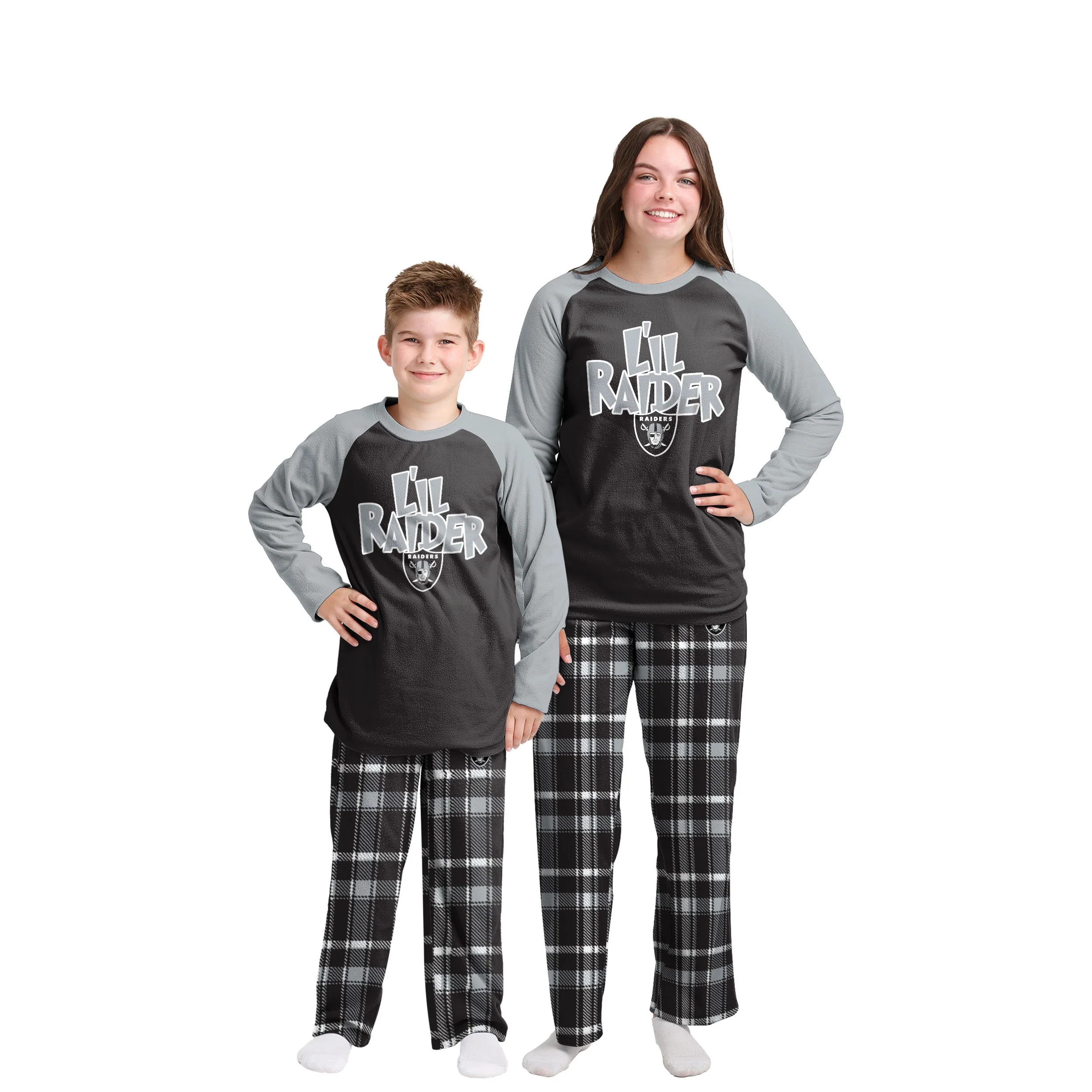 Las Vegas Raiders NFL Plaid Family Holiday Pajamas - Image 4