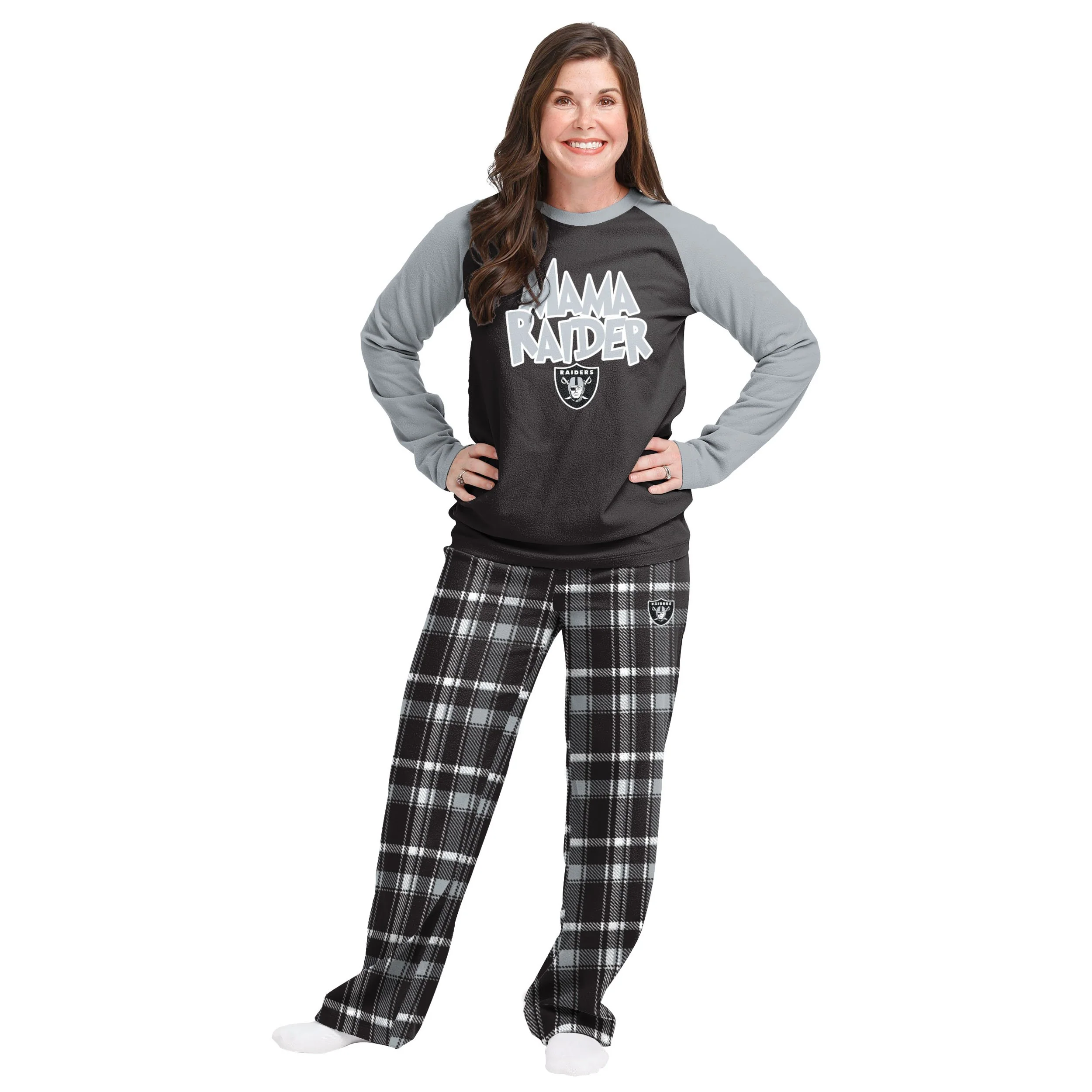 Las Vegas Raiders NFL Plaid Family Holiday Pajamas - Image 5