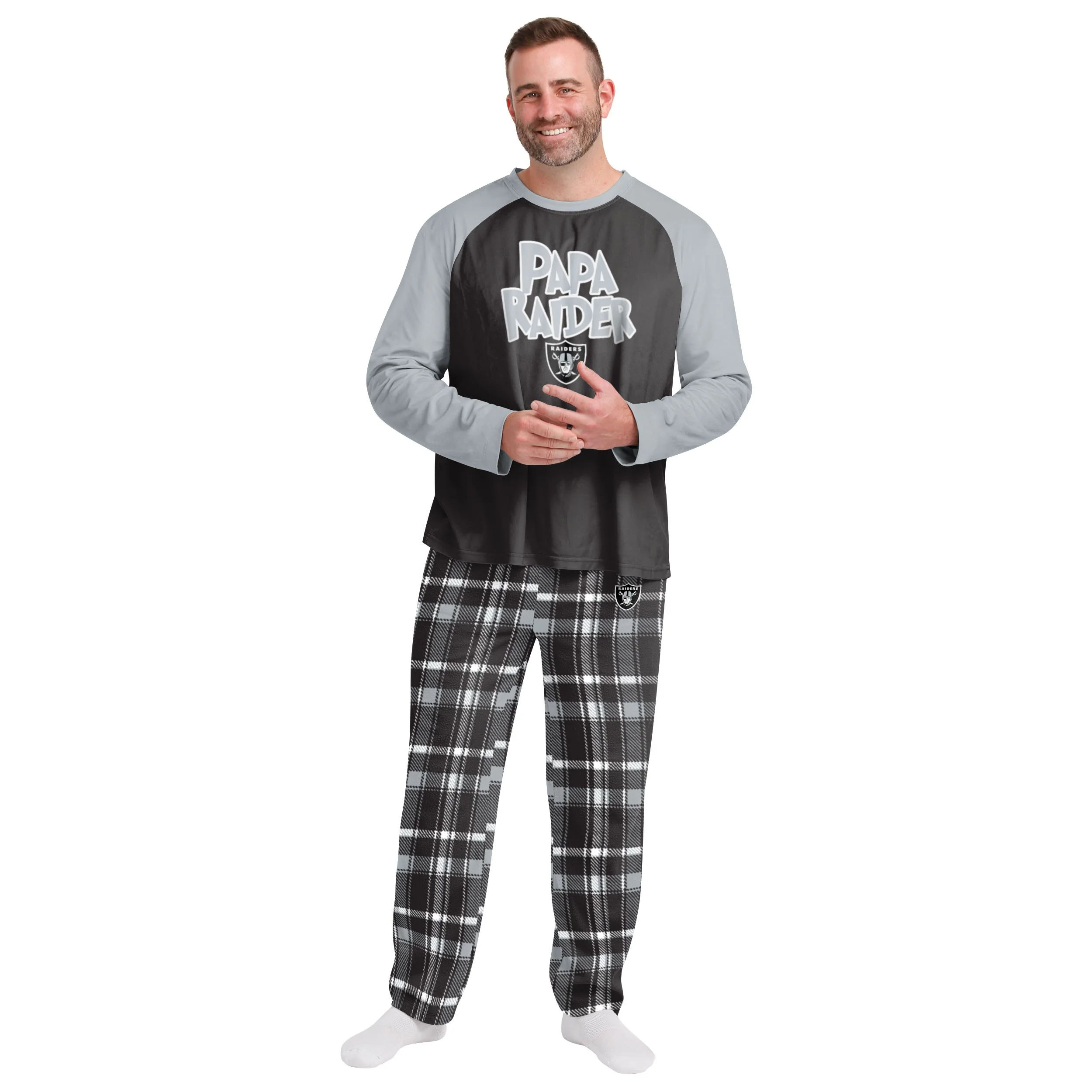 Las Vegas Raiders NFL Plaid Family Holiday Pajamas - Image 6